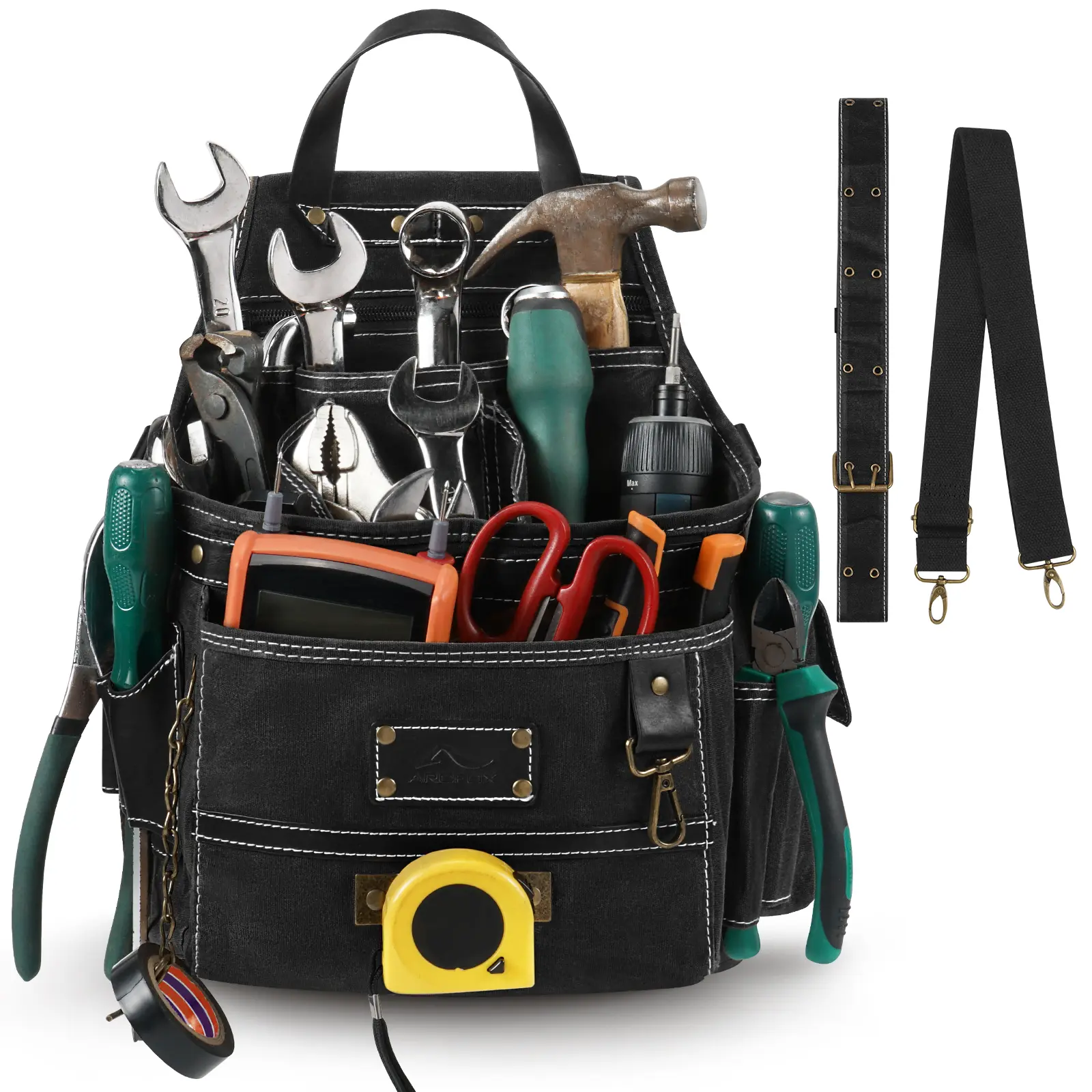 11-Pocket Tool Belt Pouch with Hammer Loop & Tape Clip For Electrician & Carpenter - Image 10