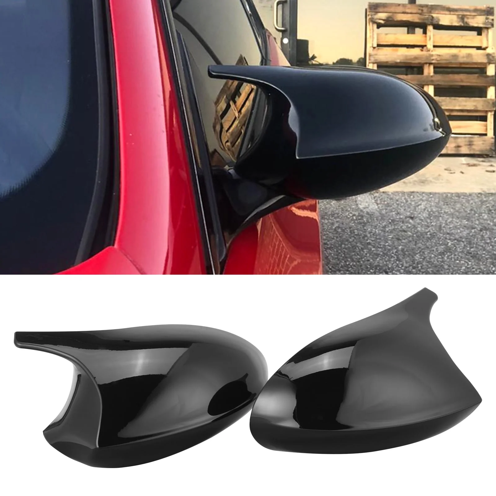 2PCS M-Style Glossy Black Side Mirror Cover Cap For BMW E90 / E91 Pre LCI 2005-2008 - Image 3