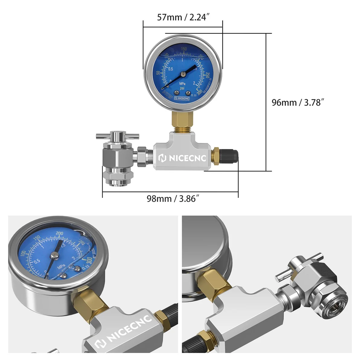 300PSI High Accuracy No Loss Nitrogen Filling Tool Kit For Schrader Valve Shock - Image 3