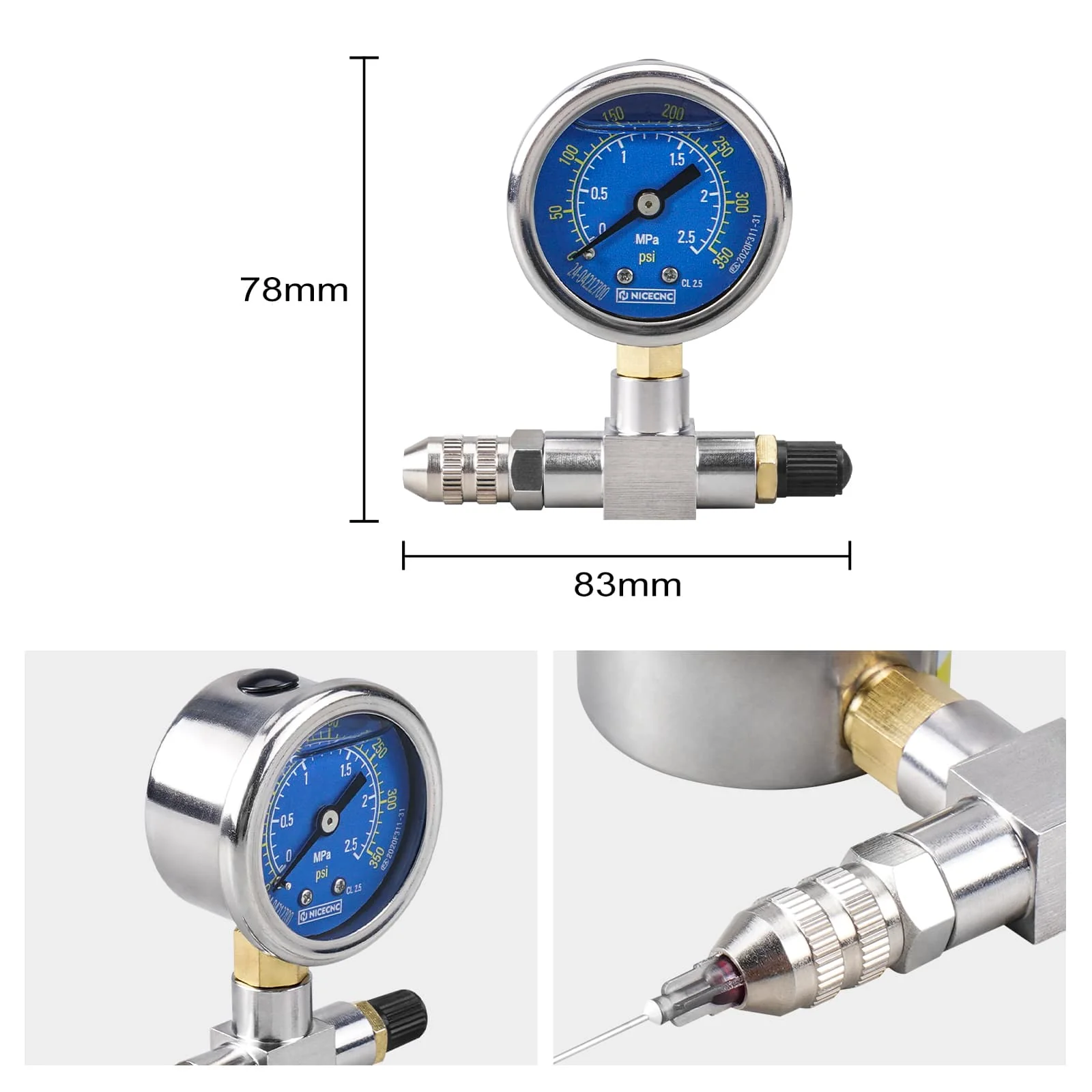350 PSI Shock Nitrogen Needle Fill Tool For Universal Motorcycles ATV UTV Polaris RZR  Can Am - Image 3