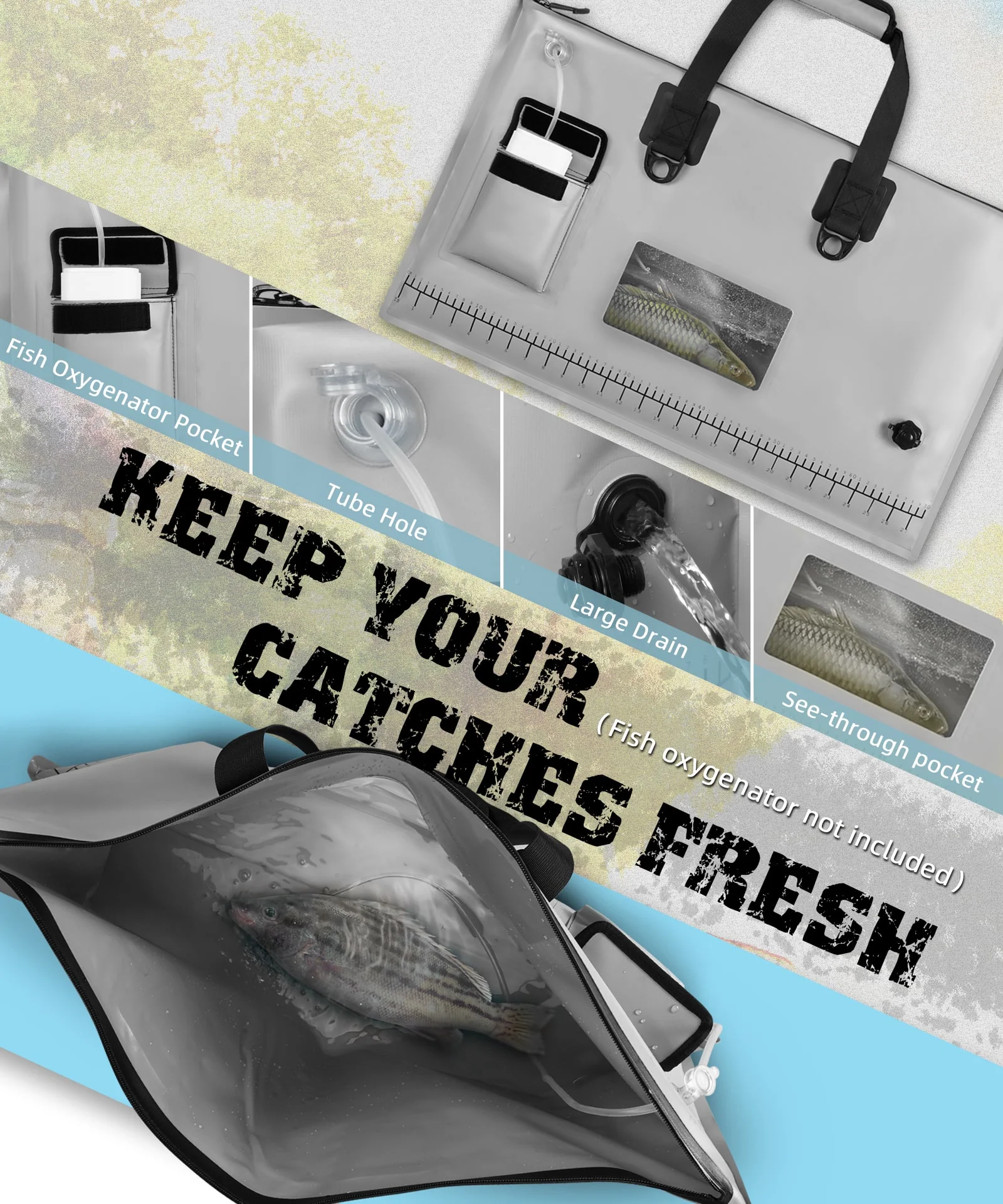 ARCFOX Fish Tournament Bag Removable Mesh Bag See-through Pocket - Image 12
