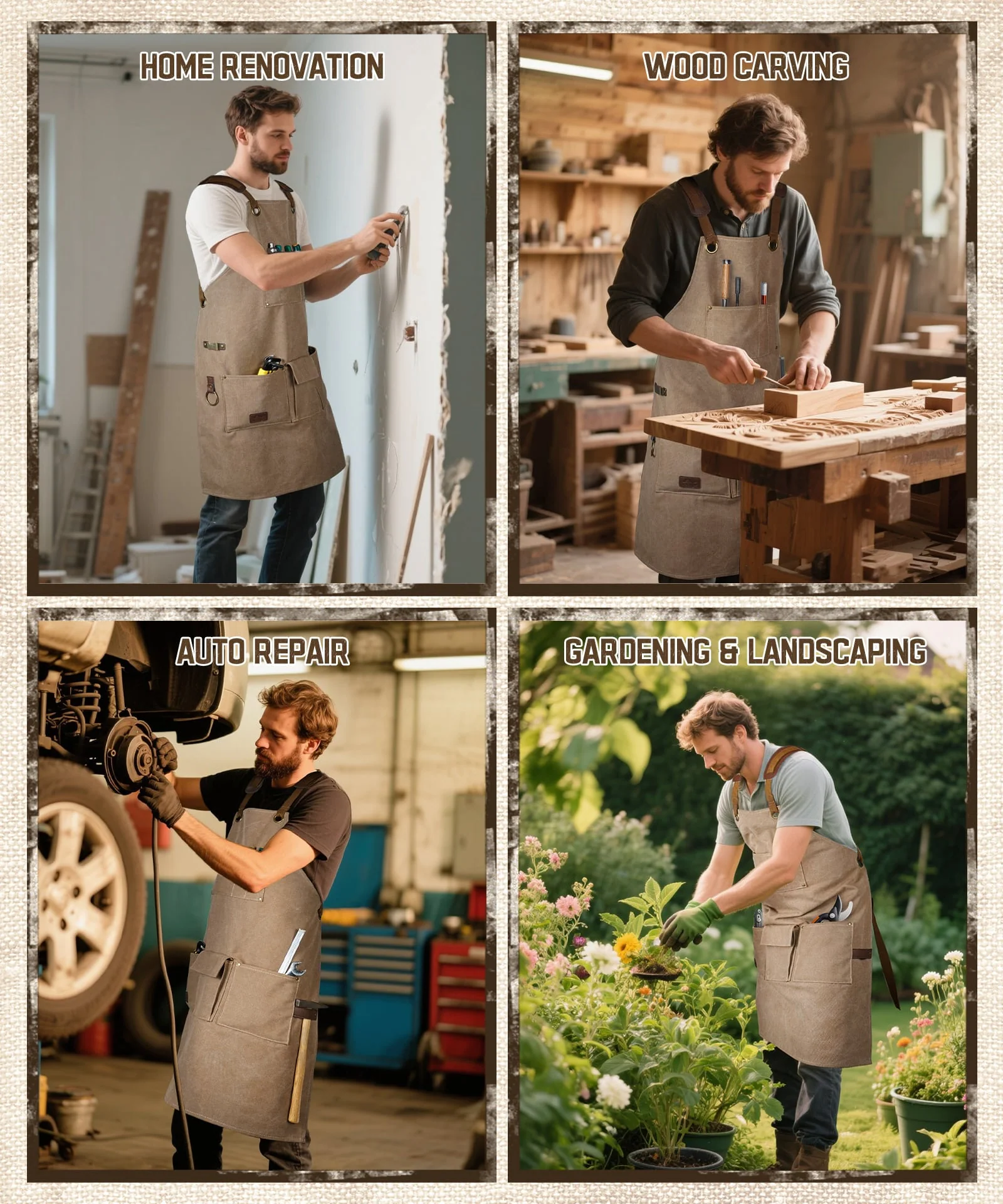 ARCFOX Heavy Duty Canvas Woodworking Mechanics Apron with 9 Pockets - Image 8