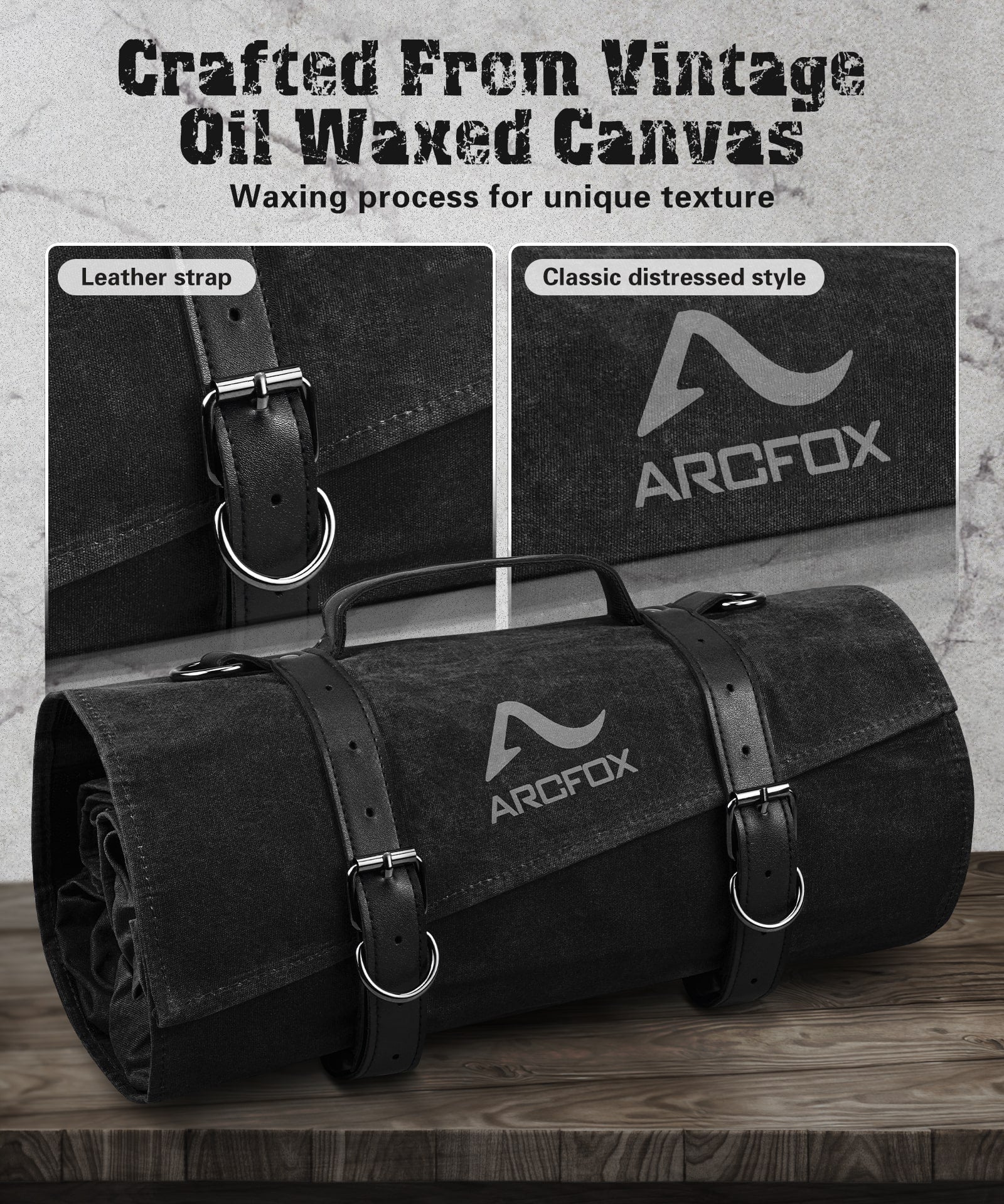 Tool Roll Up Bag Heavy Duty Oil Waxed Canvas Organizer with 5 Detachable Pouches Enlarged Size for Mechanics Electricians - Image 10