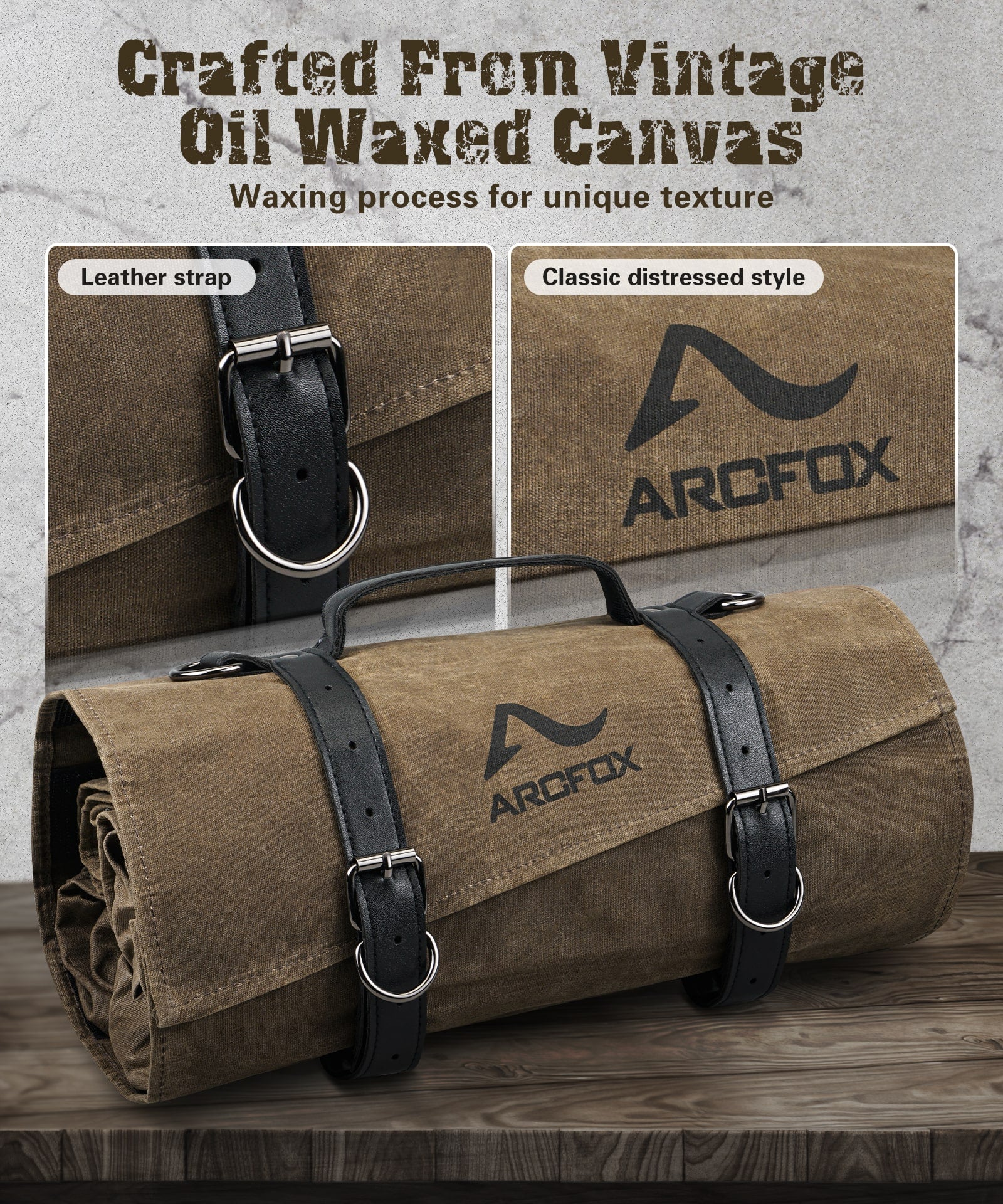 Tool Roll Up Bag Heavy Duty Oil Waxed Canvas Organizer with 5 Detachable Pouches Enlarged Size for Mechanics Electricians - Image 4