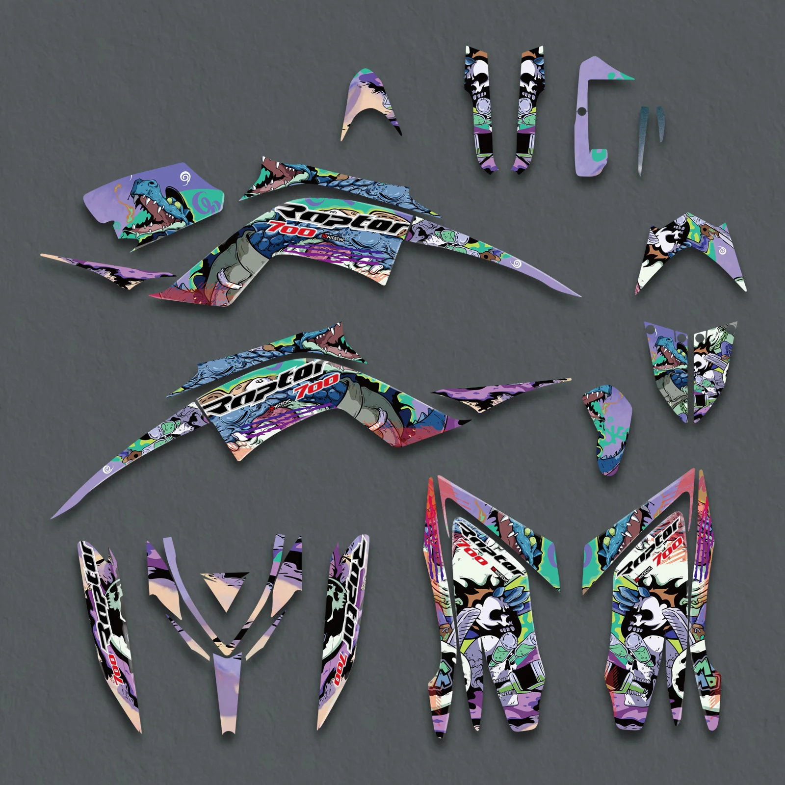 ATV Decals Full Graphics Background Stickers Kit For YAMAHA RAPTOR 700 2013-2023 - Image 3
