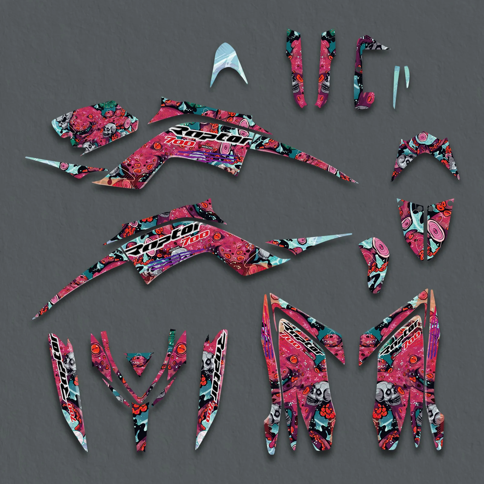 ATV Decals Full Graphics Background Stickers Kit For YAMAHA RAPTOR 700 2013-2023 - Image 4