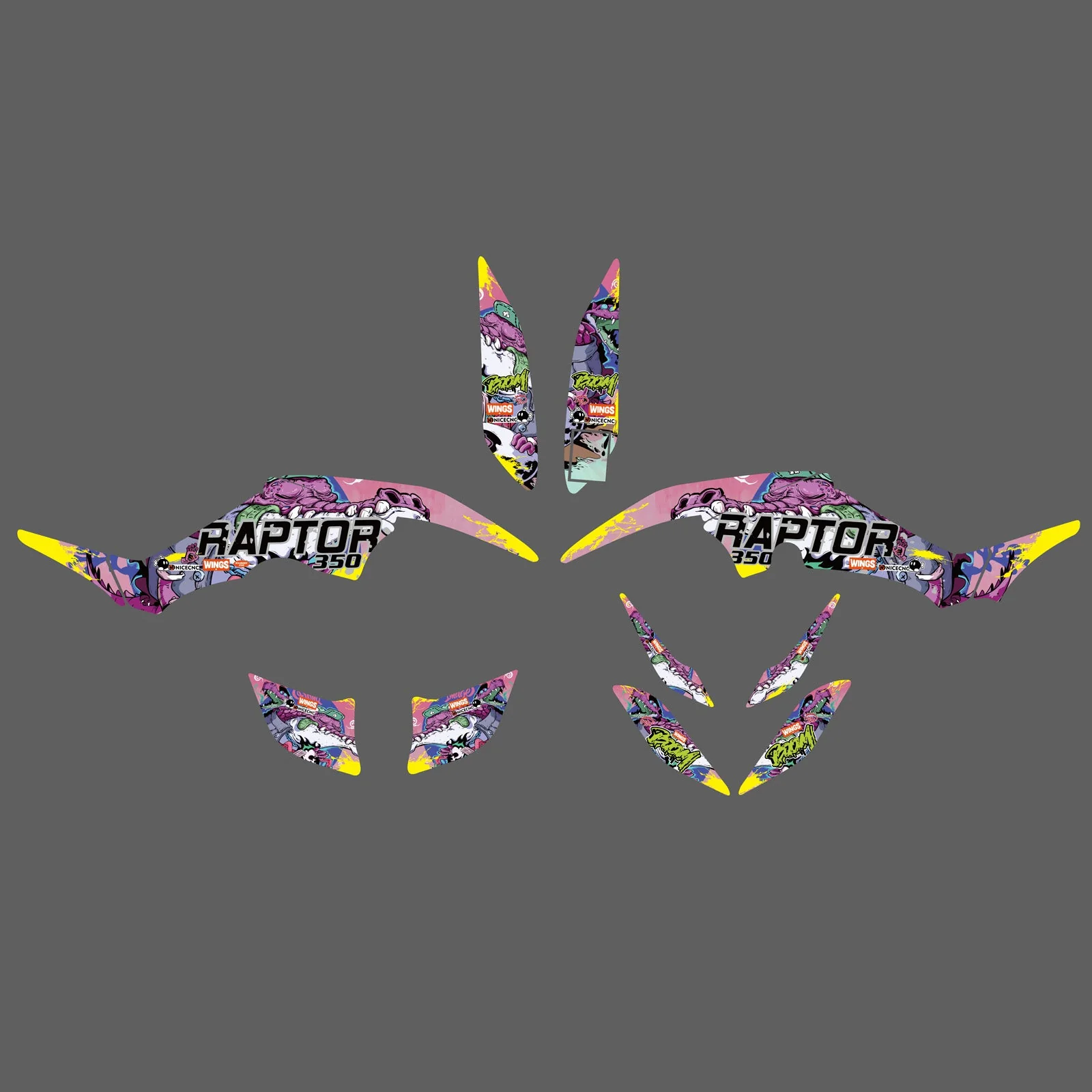 ATV Full Graphic Decals Stickers For YAMAHA RAPTOR 350 2004-Present - Image 2