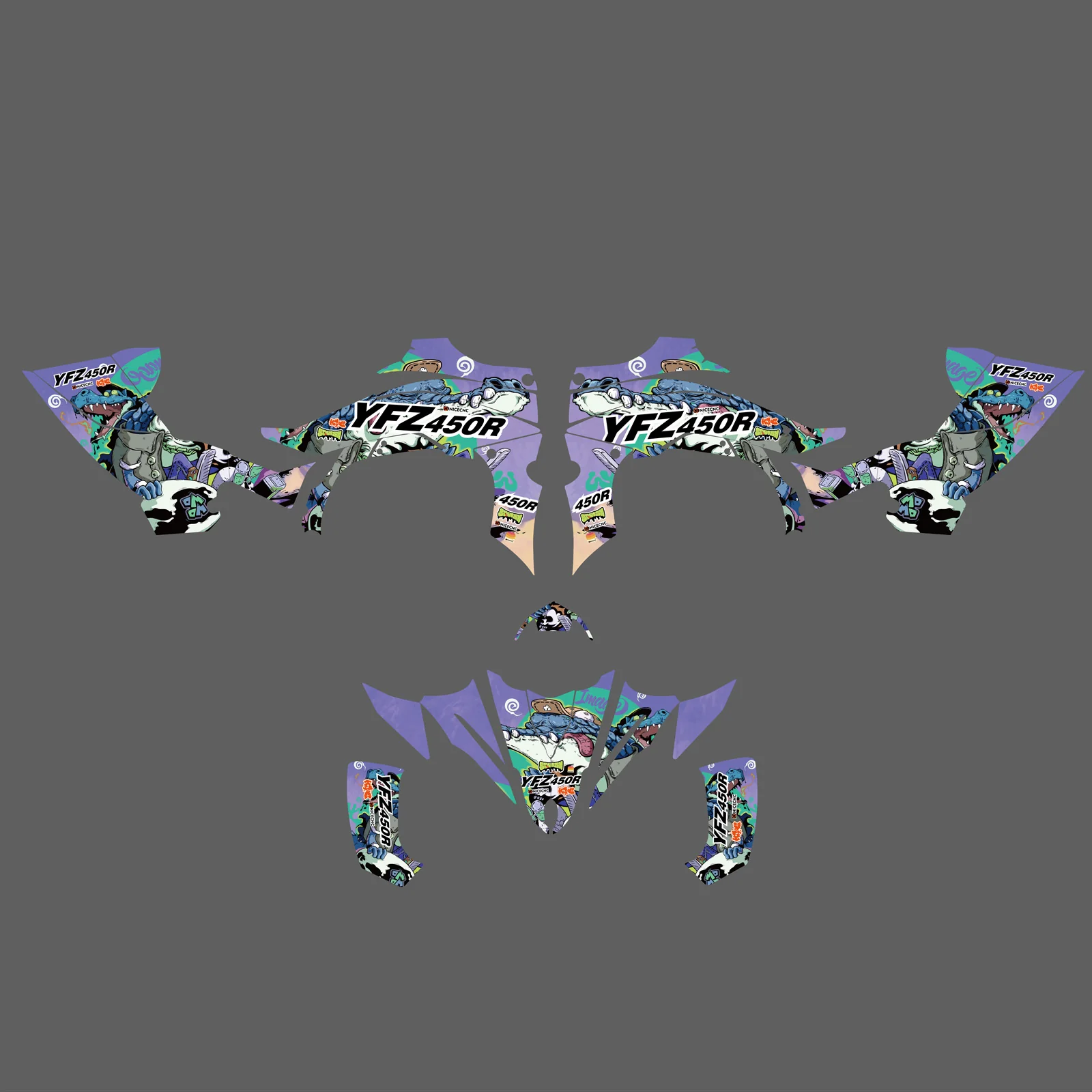 ATV Full Graphic Decals Stickers Kit For YAMAHA YFZ450R 2014-2022 - Image 5