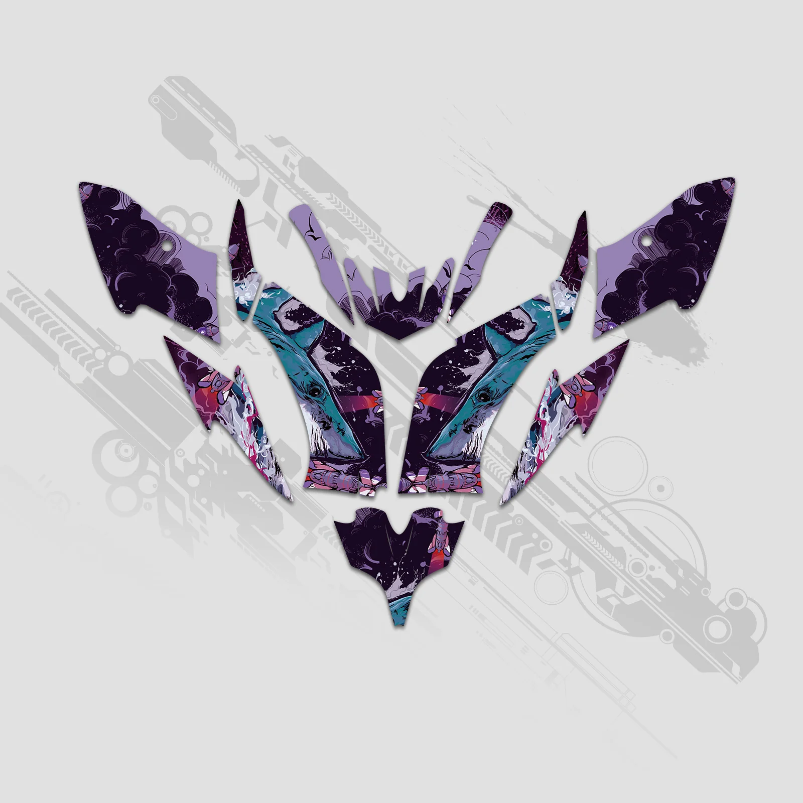 ATV Full Graphics Decals Stickers Kit For Yamaha Raptor 250 2008+ - Image 2