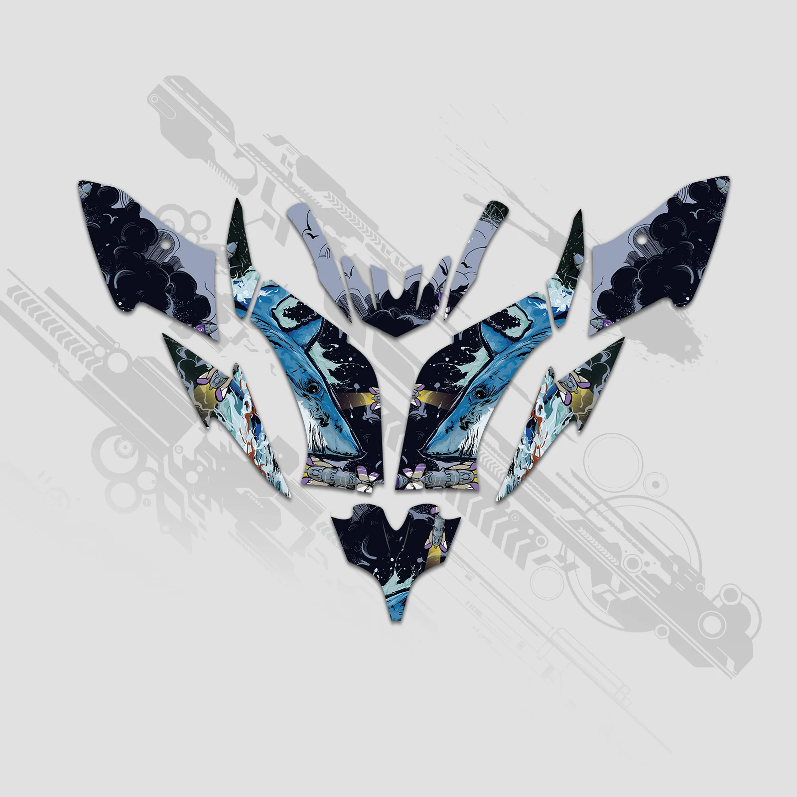 ATV Full Graphics Decals Stickers Kit For Yamaha Raptor 250 2008+ - Image 3