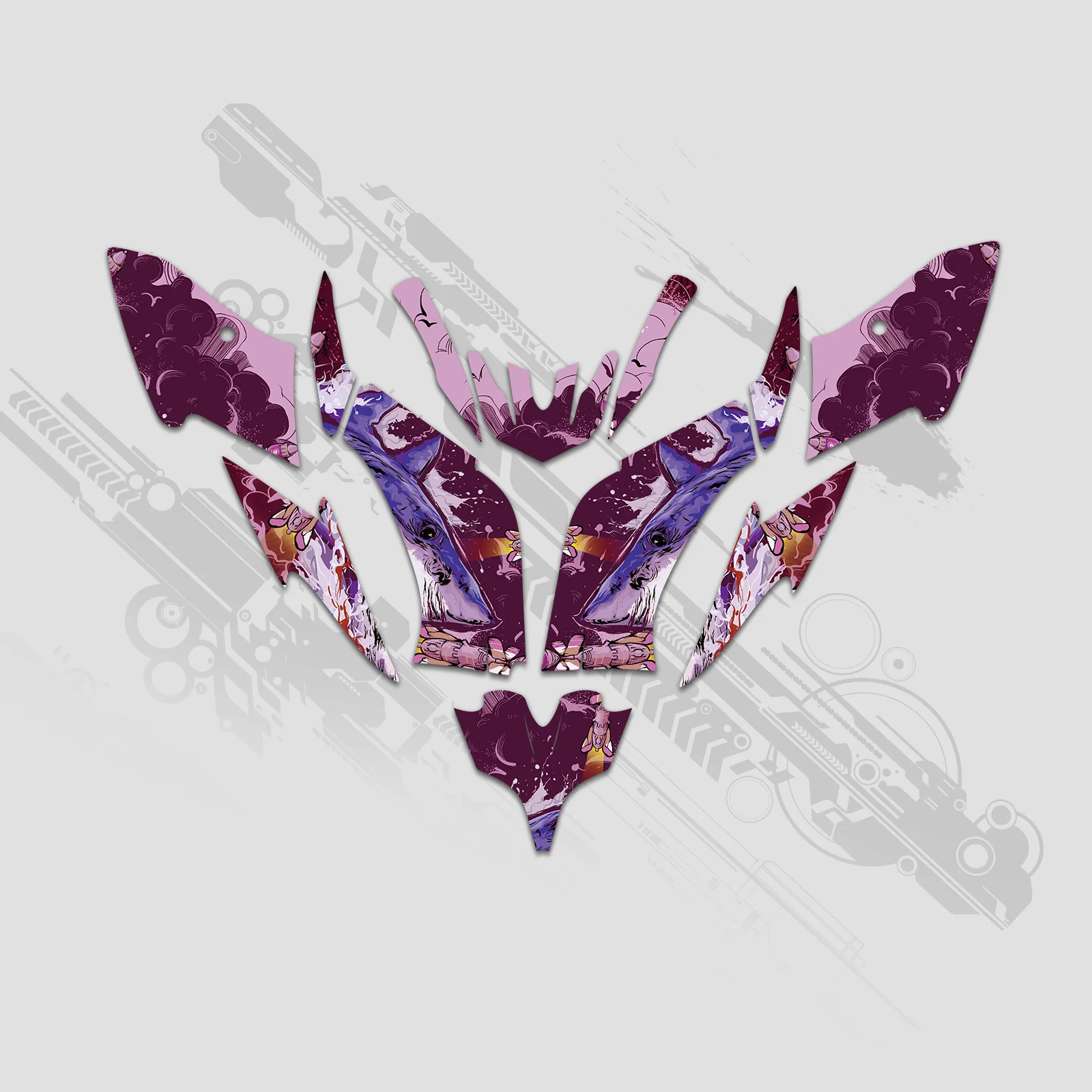 ATV Full Graphics Decals Stickers Kit For Yamaha Raptor 250 2008+ - Image 2