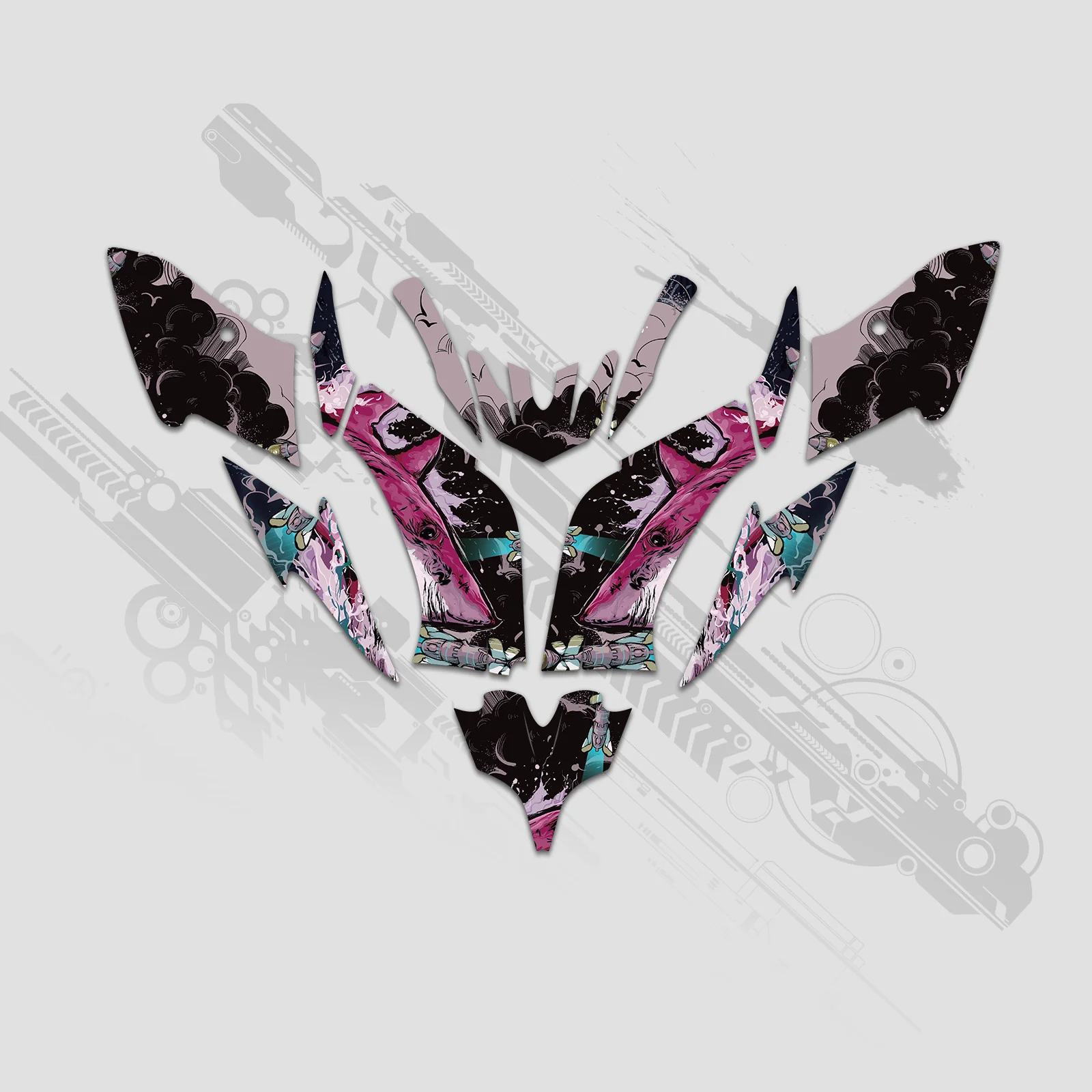 ATV Full Graphics Decals Stickers Kit For Yamaha Raptor 250 2008+ - Image 3