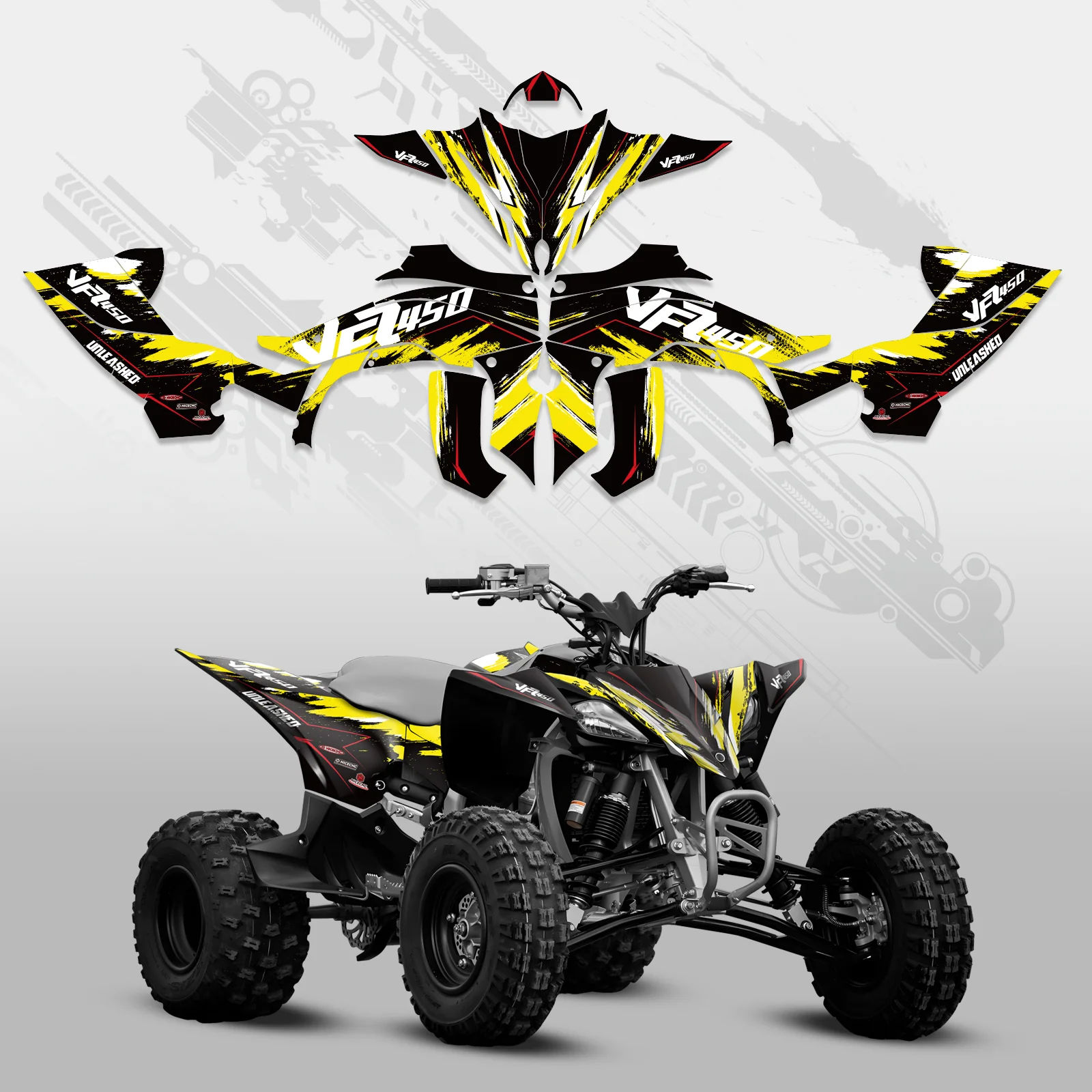 ATV Full Graphics Decals Stickers Kit For YAMAHA YFZ450R 2014-2022 - Image 3