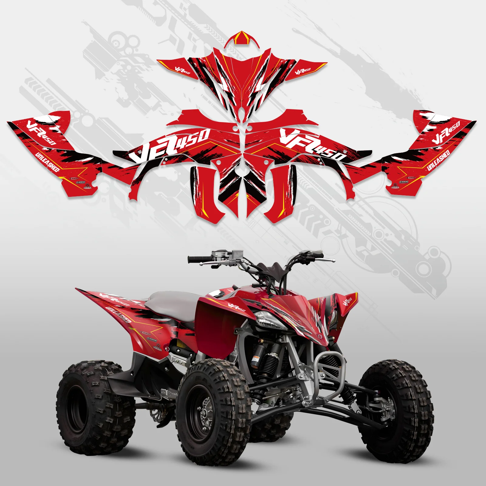 ATV Full Graphics Decals Stickers Kit For YAMAHA YFZ450R 2014-2022 - Image 2