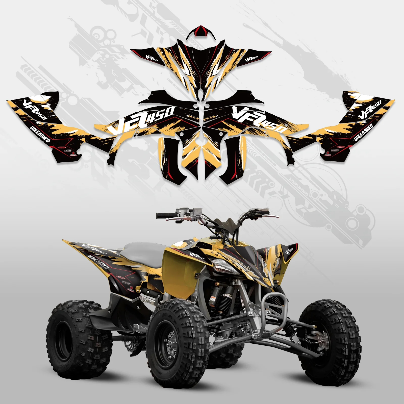 ATV Full Graphics Decals Stickers Kit For YAMAHA YFZ450R 2014-2022 - Image 3