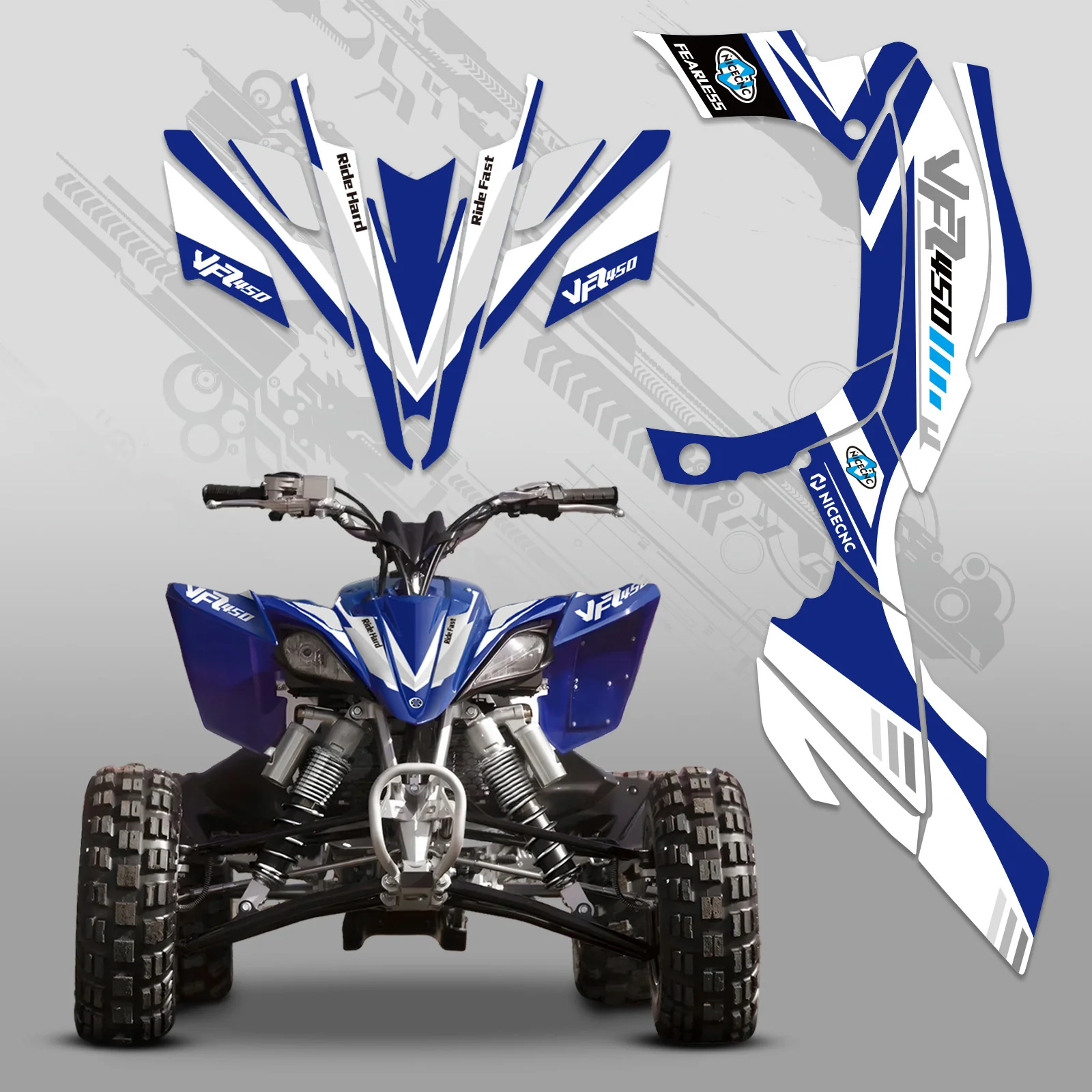 ATV Full Graphics Decals Stickers Kit For YAMAHA YFZ450R YFZ450X 2009-2013 - Image 4