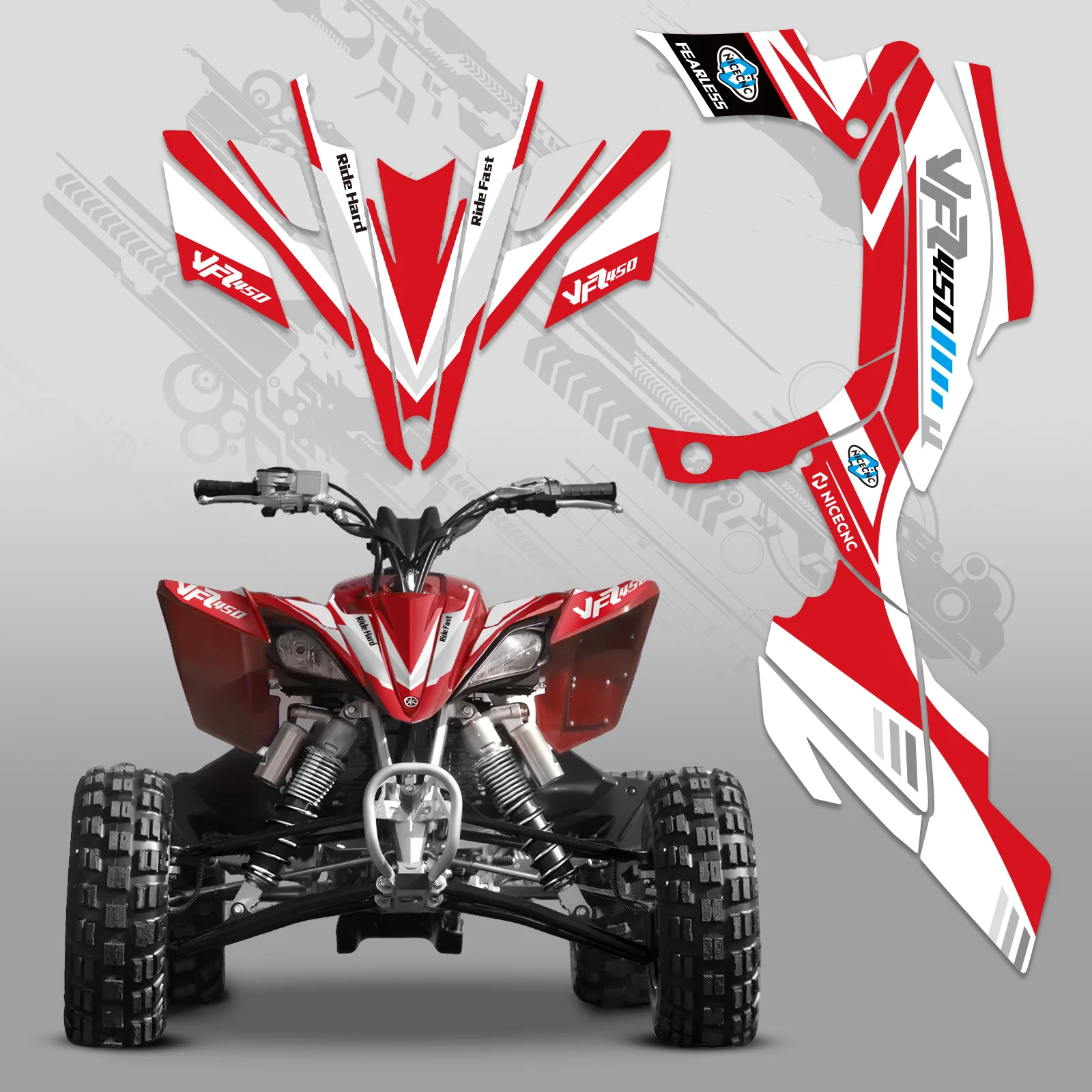 ATV Full Graphics Decals Stickers Kit For YAMAHA YFZ450R YFZ450X 2009-2013 - Image 6