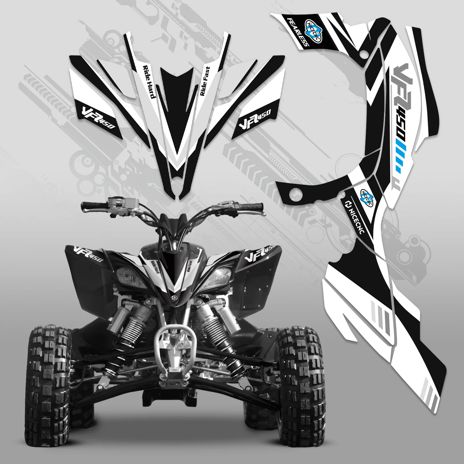 ATV Full Graphics Decals Stickers Kit For YAMAHA YFZ450R YFZ450X 2009-2013 - Image 8