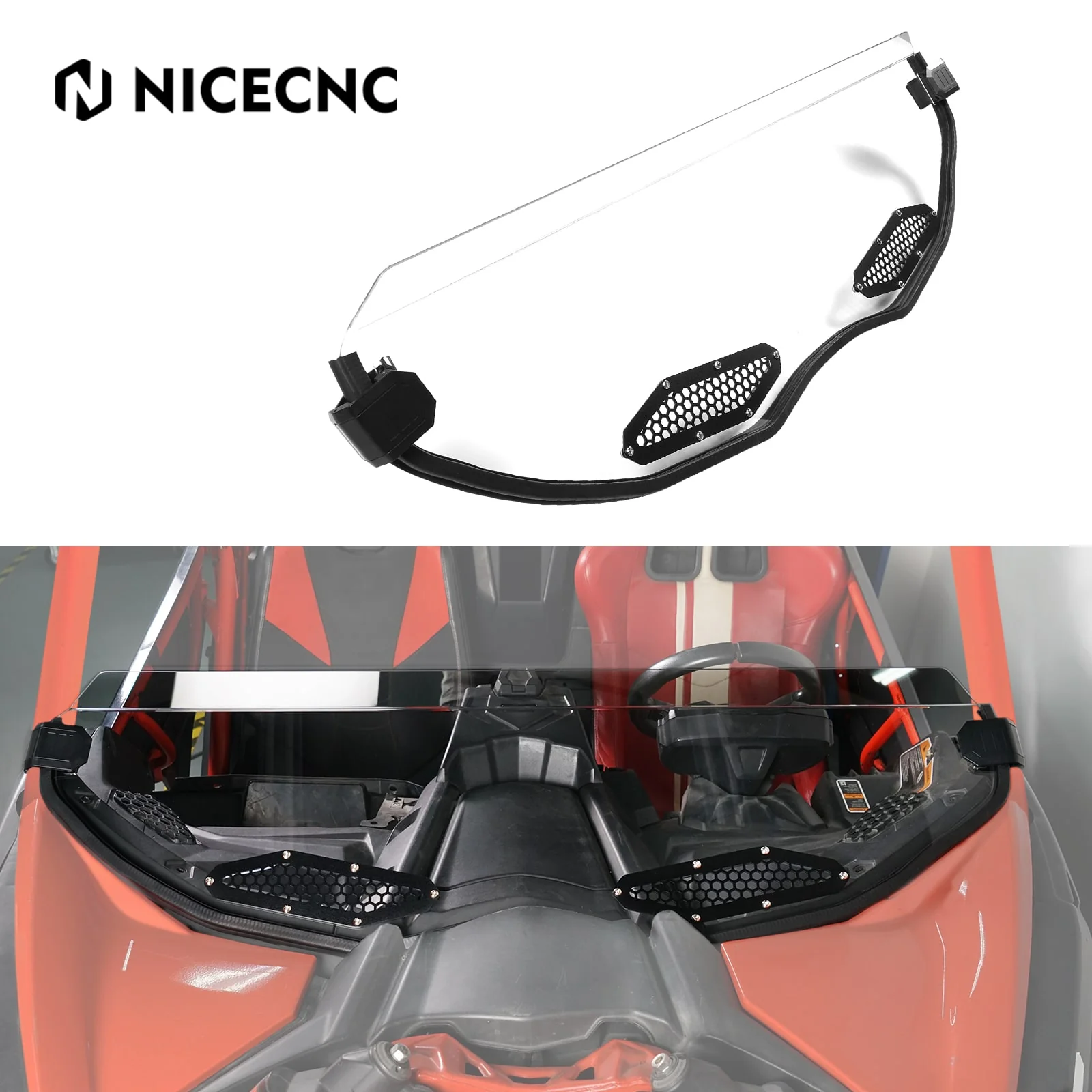 UTV Front Half Clear Windshield Windscreen Window For Can-Am Maverick X3 Turbo - Image 8