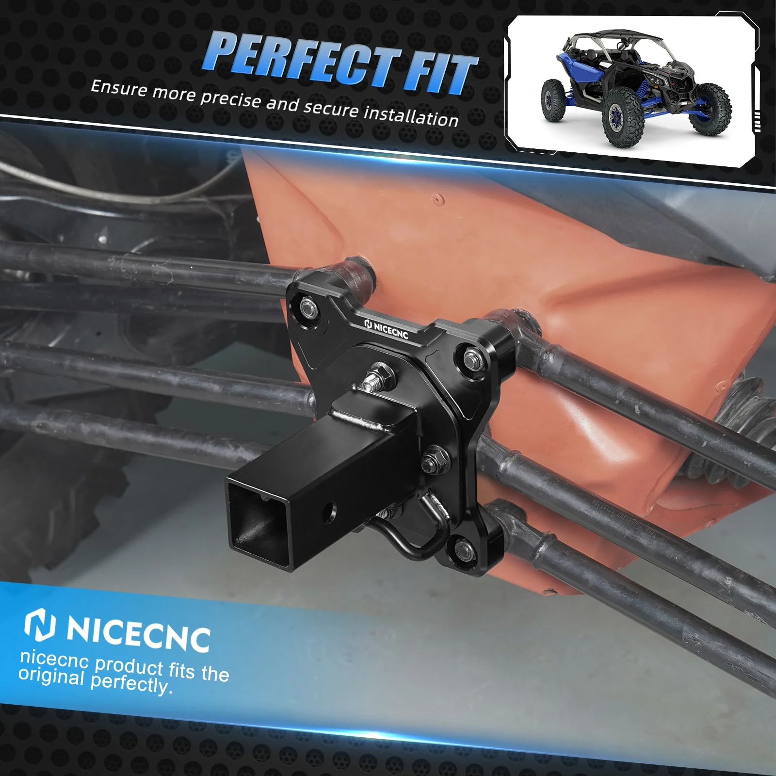 Rear Radius Rod Pull Plate + Hitch Receiver Kit For Can-Am Maverick X3 - Image 2