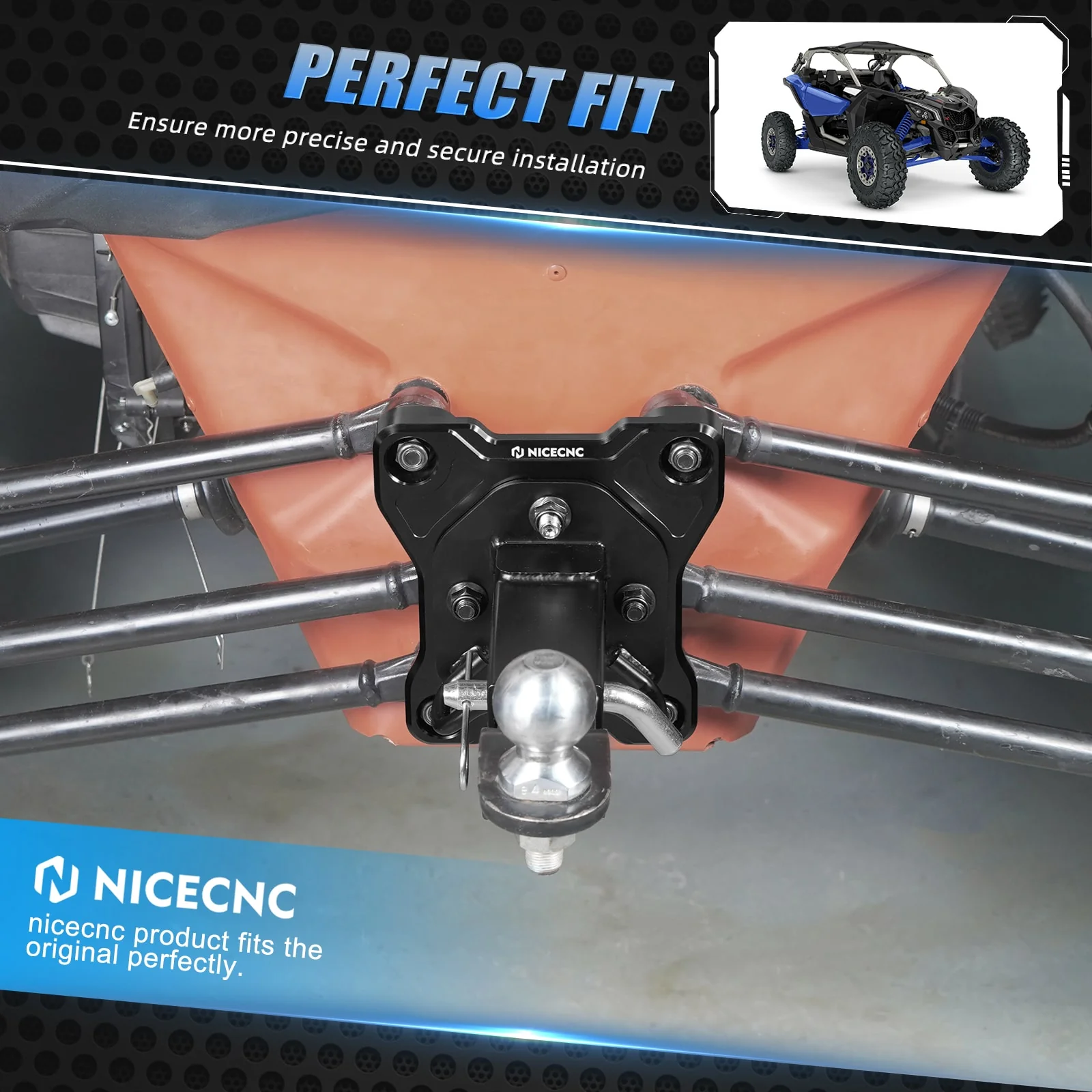 Rear Radius Rod Pull Plate + Hitch Receiver Kit For Can-Am Maverick X3 - Image 3