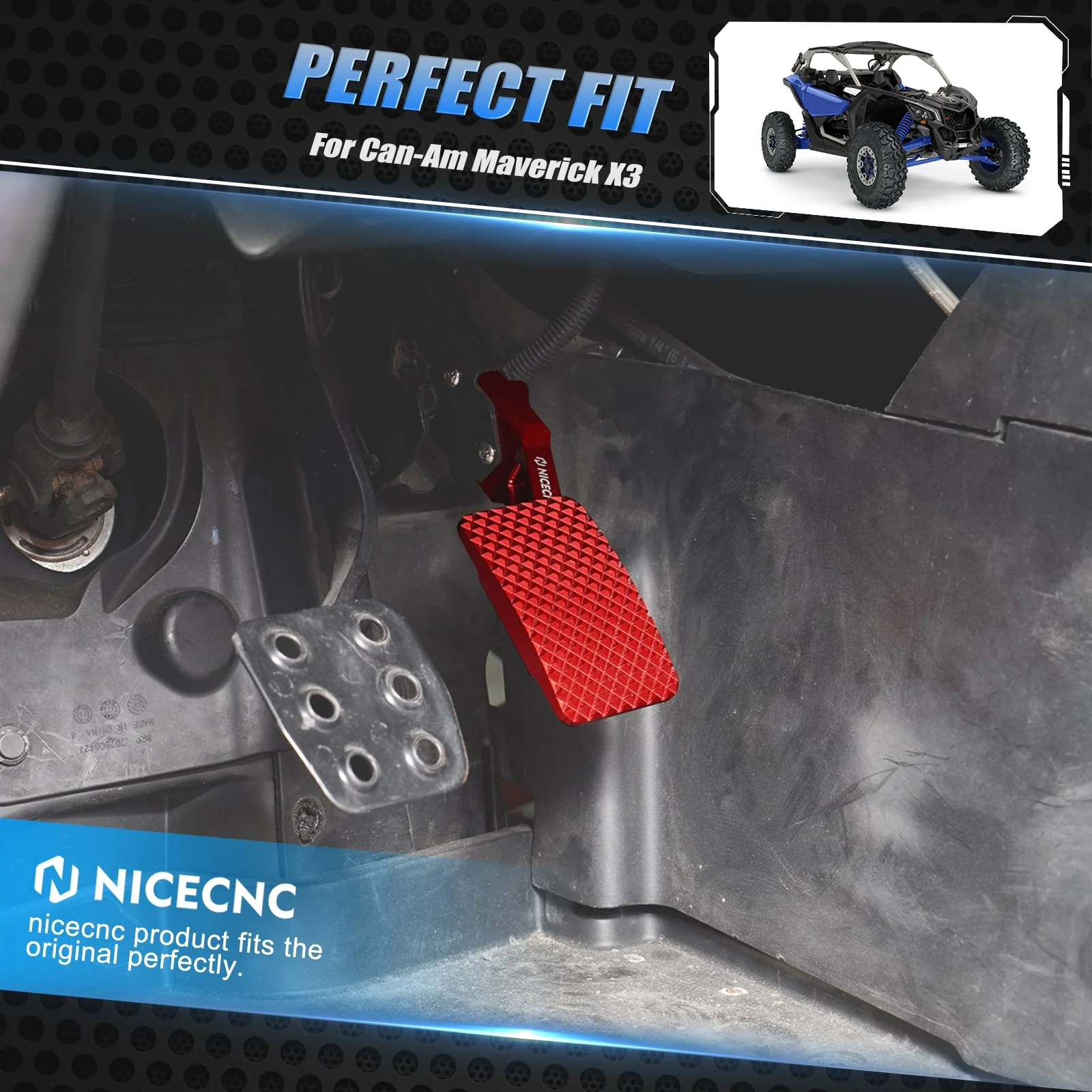 Enlarged UTV Brake Pedal Extender Pad For Can-Am Maverick X3 Turbo - Image 13