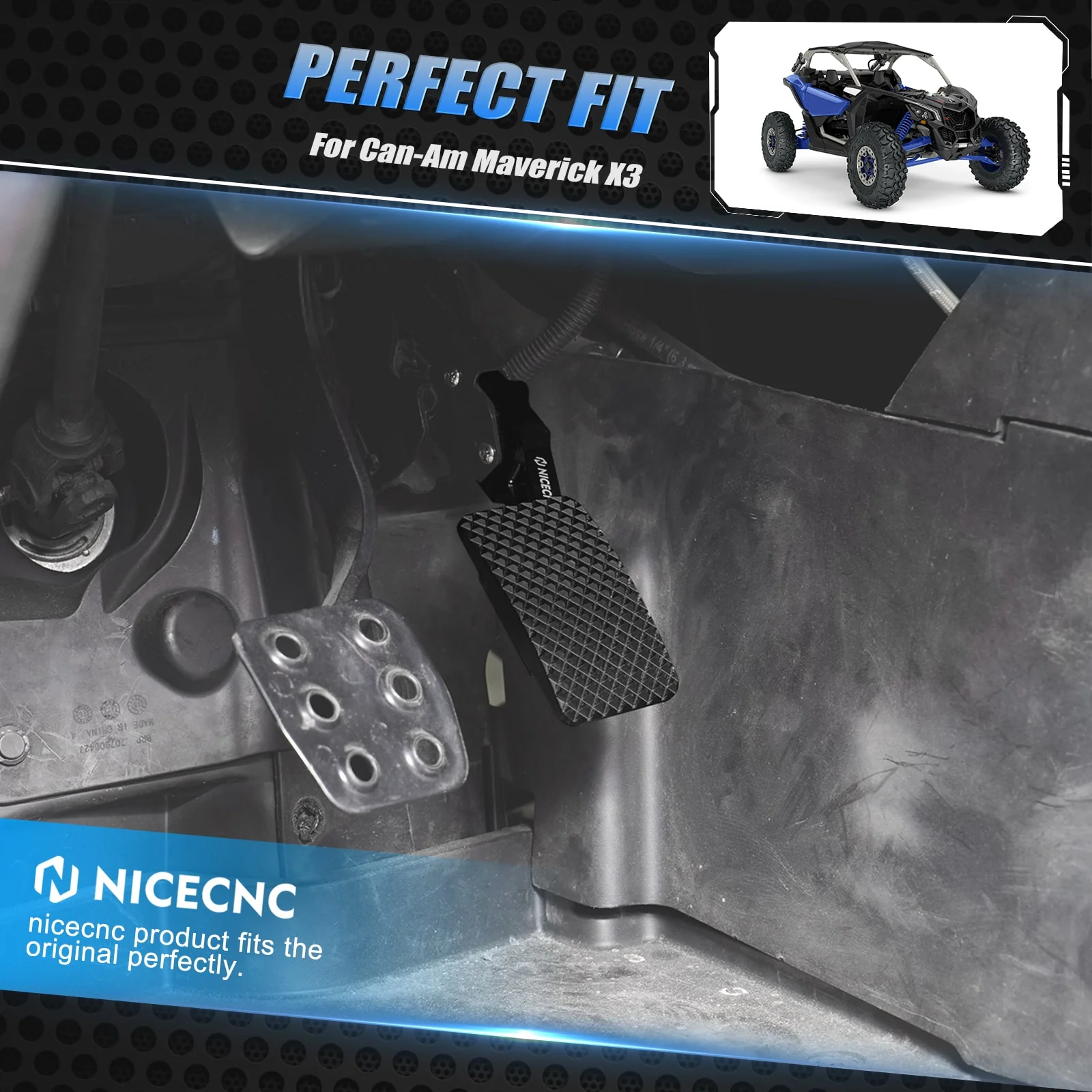 Enlarged UTV Brake Pedal Extender Pad For Can-Am Maverick X3 Turbo - Image 15