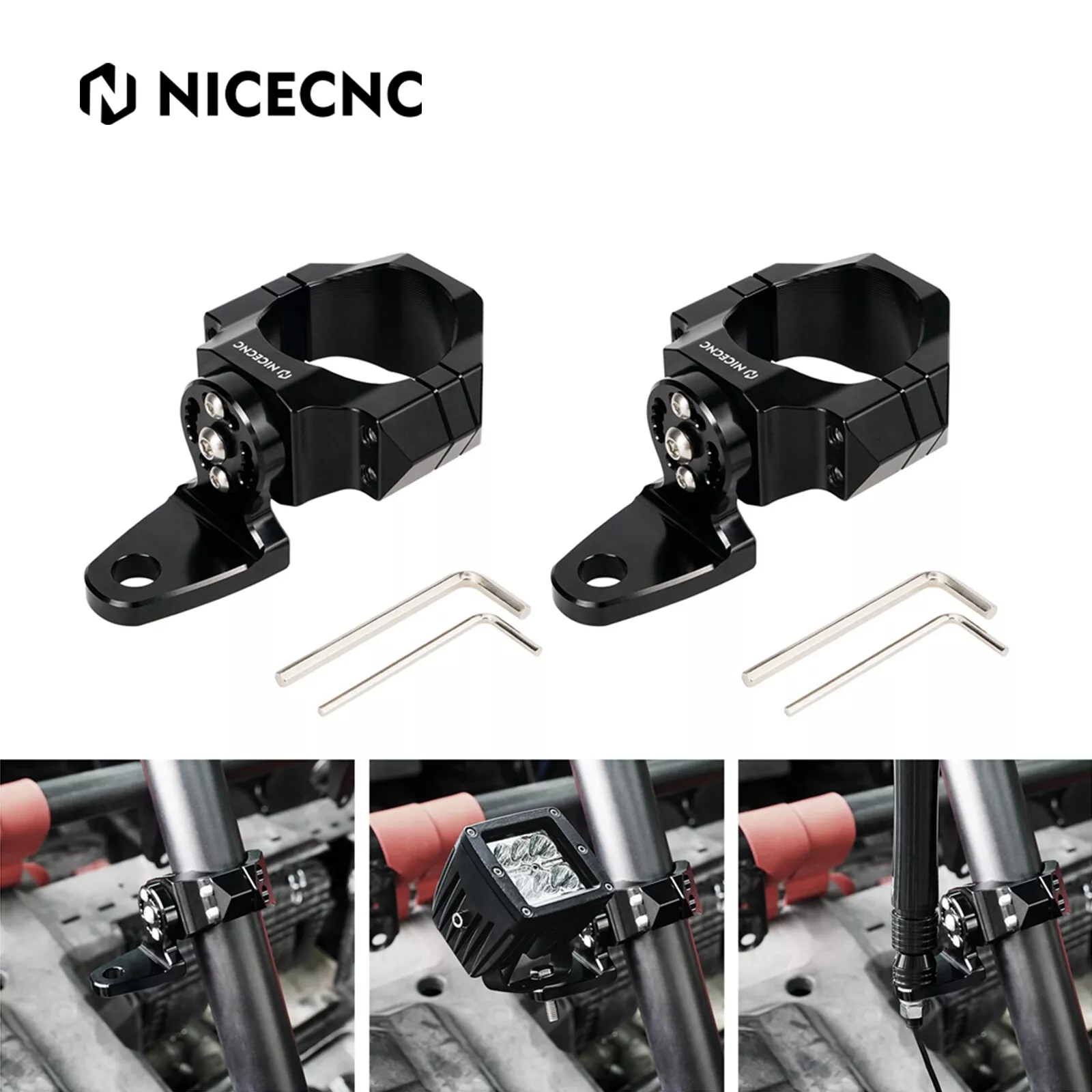 Whip Light Flagpole Light Mount Bracket Adjustable For 1.75-2" Roll Cage UTV ATV - Image 9