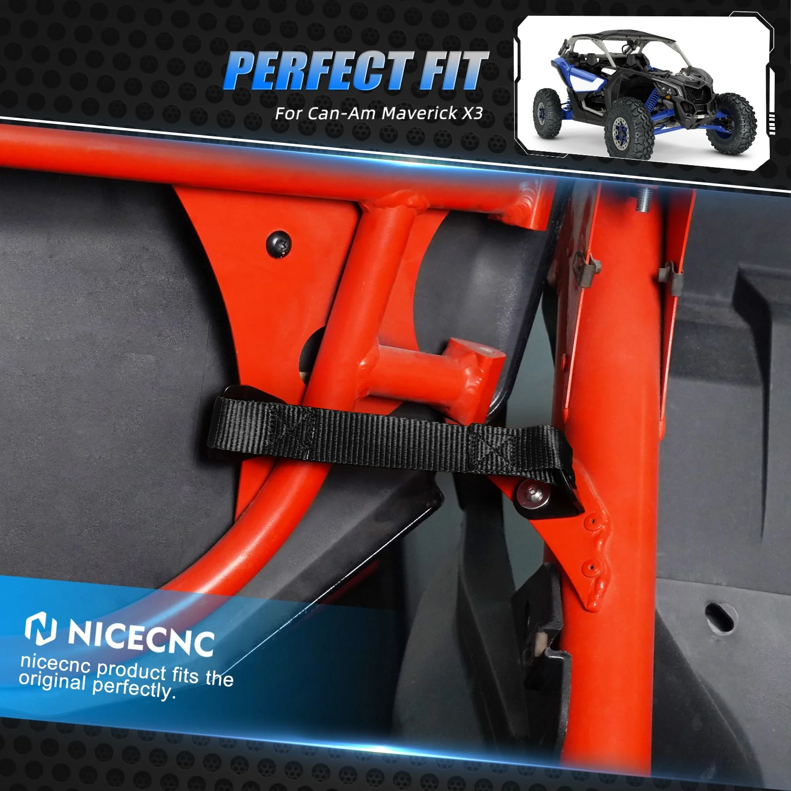 UTV Door Limiter Check Limiting Straps Belts Kit For Can-Am Maverick X3 - Image 3