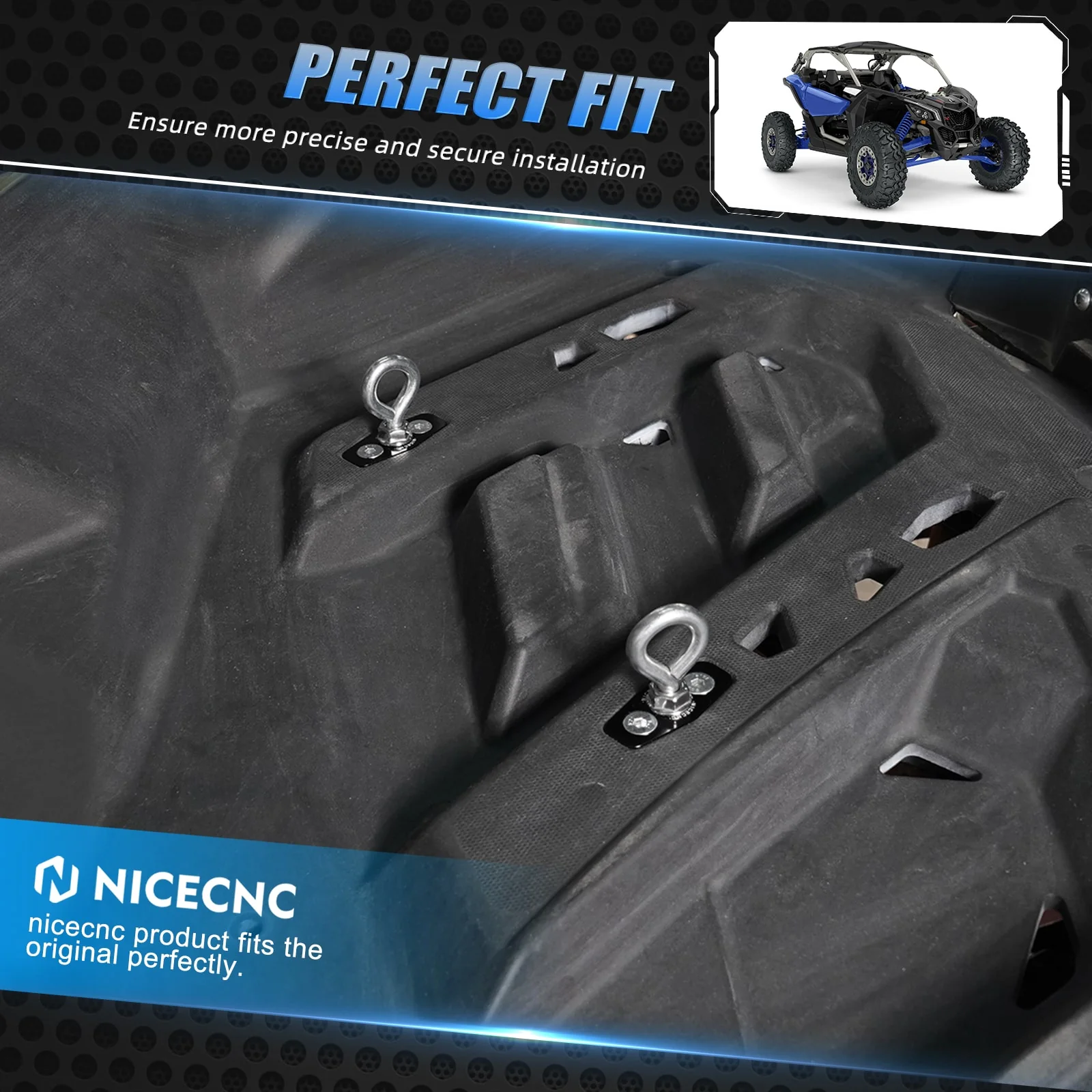 UTV Lock Tie Down LinQ Anchors Cargo Hook Mount Kit For Can-Am Maverick X3 - Image 3