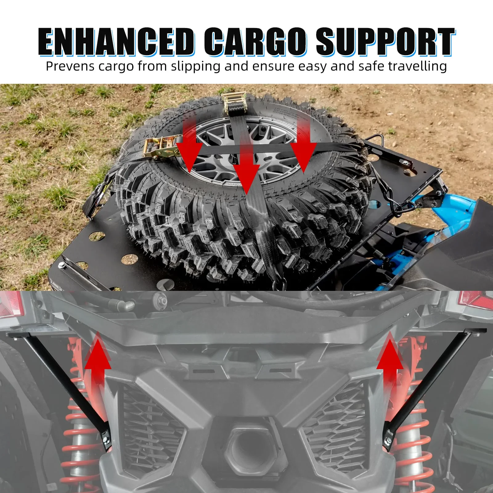 UTV Rear Luggage Rack Bed Support Kit For Can-Am Maverick X3 2018-2023 - Image 3