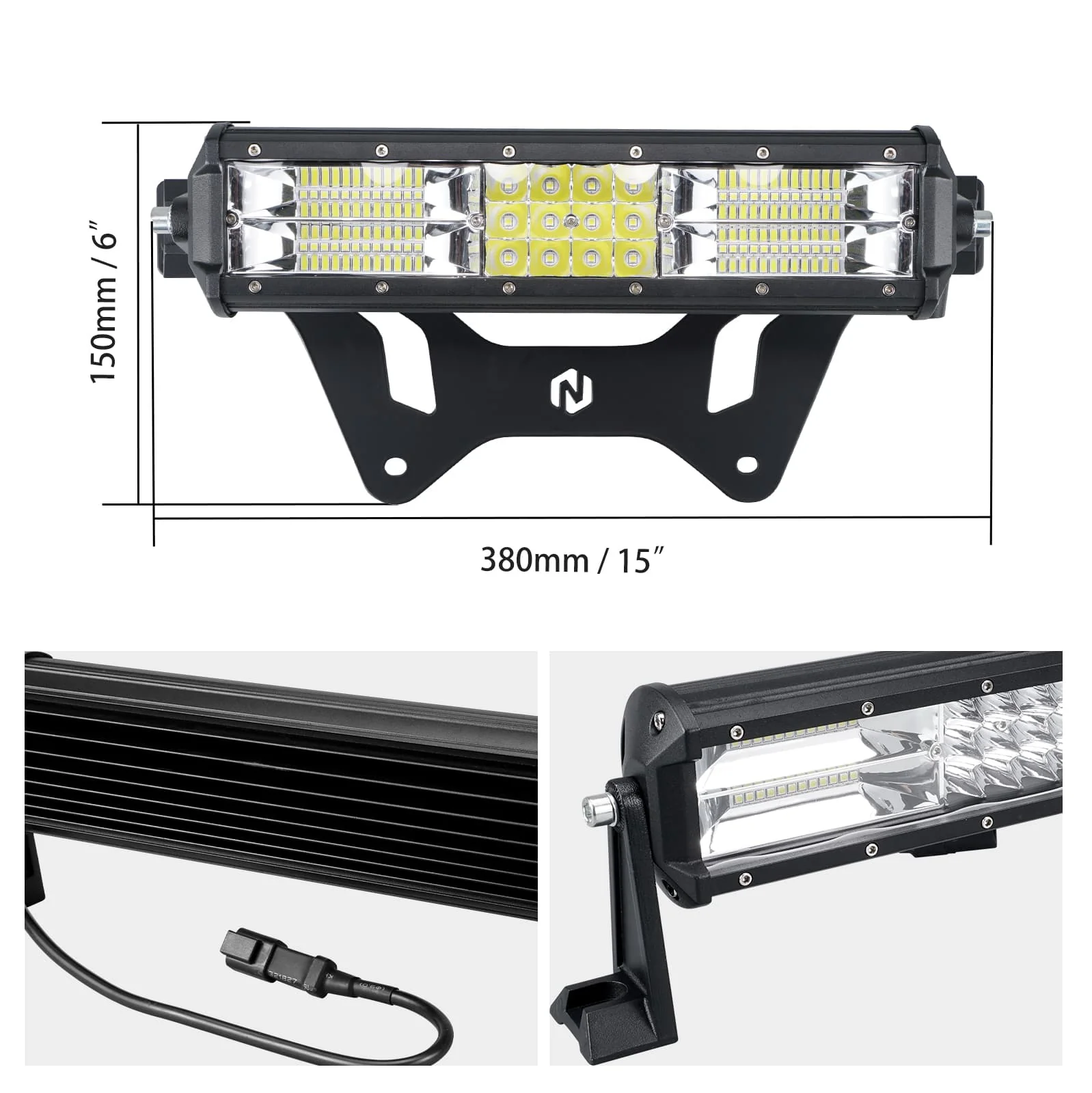 UTV 40W Shock Tower Mount LED Light Bar w/Bracket For Can-Am X3 2017-2023 - Image 5