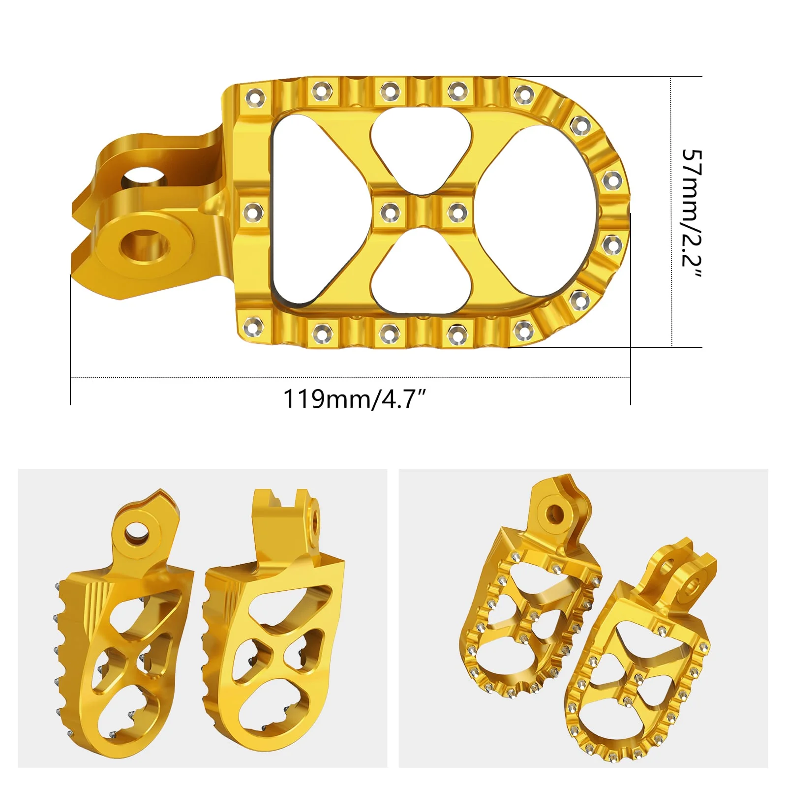 Pair Wide Billet Footpegs For Suzuki RMZ250 2010-2024 RMZ450 2008-2024 - Image 9
