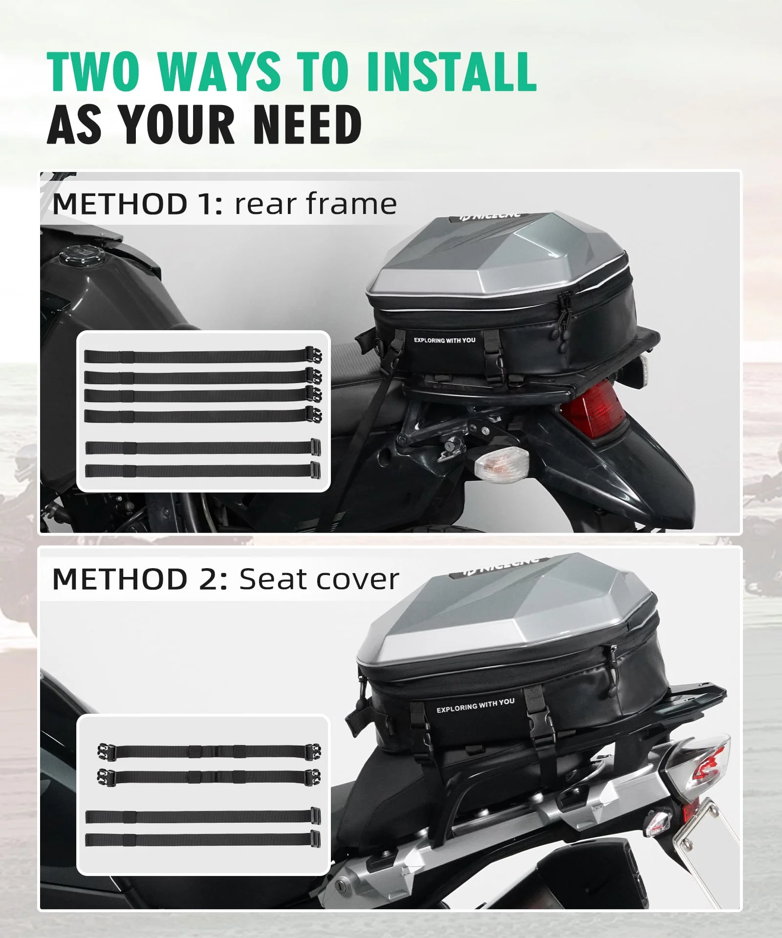 Motorcycle Backpack Hardshell 38L Expandable Tail & Helmet Bag - Image 12