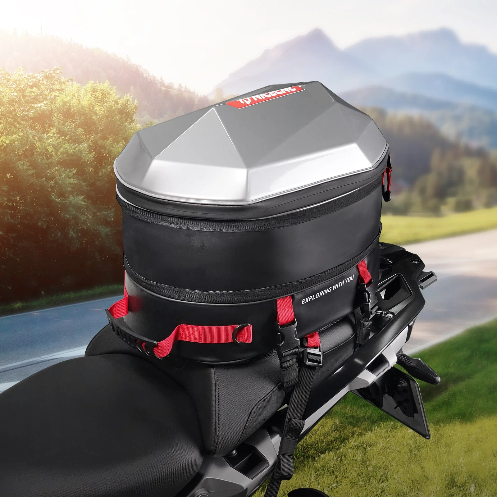 Motorcycle Backpack Hardshell 38L Expandable Tail & Helmet Bag - Image 15