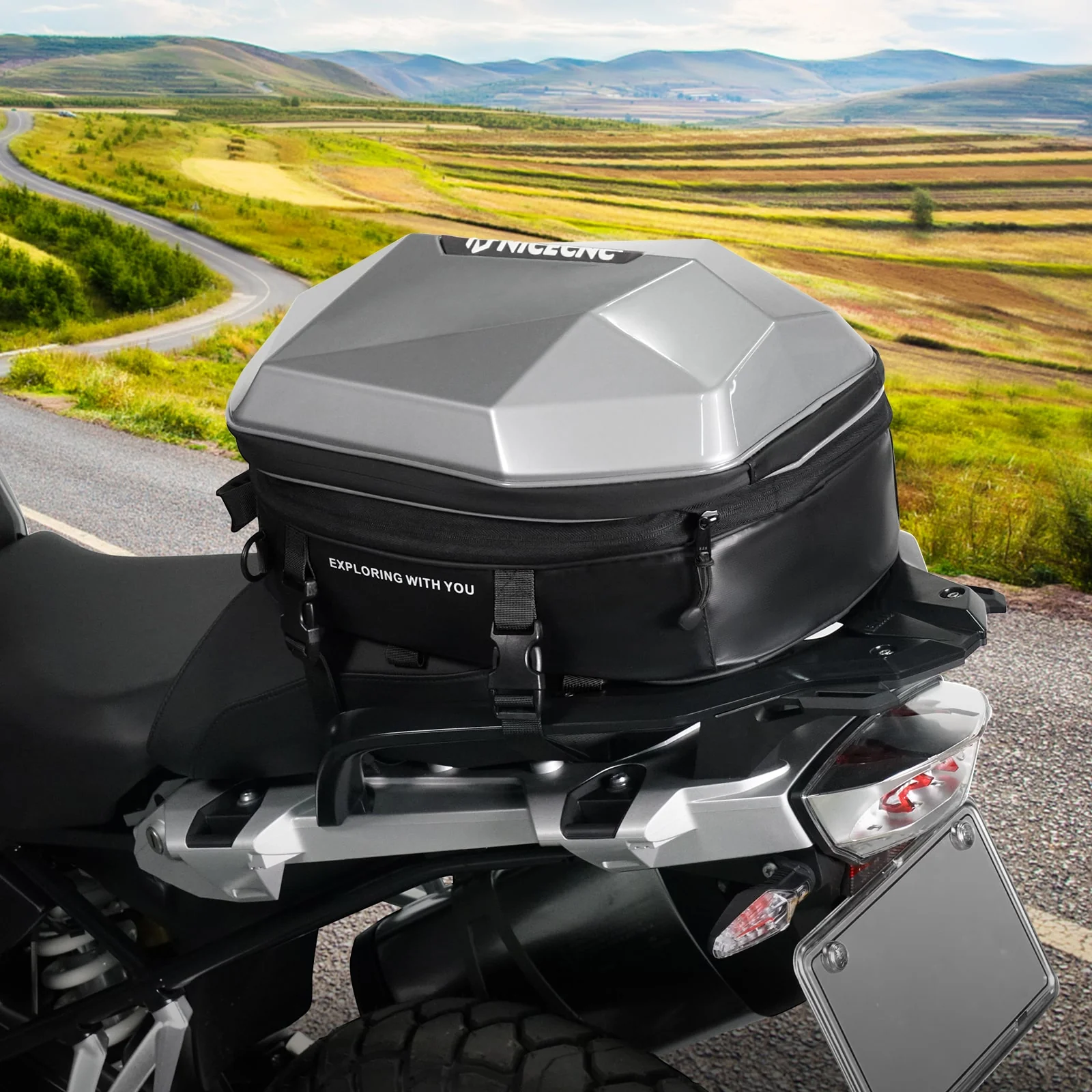 Motorcycle Backpack Hardshell 38L Expandable Tail & Helmet Bag - Image 2