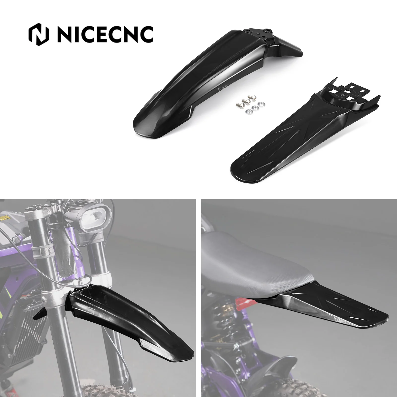 Front Fender Mud Guard & Extended Rear Fender For Surron Light Bee X/S 2022-2024 - Image 2