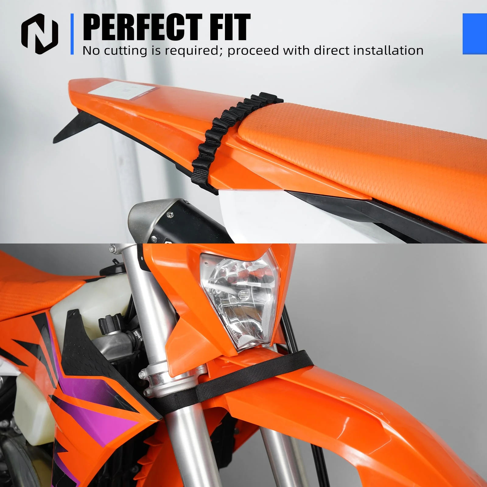 Front Rear Lift Pull Strap Kit For KTM 150-500 EXC XCW Husqvarna 150-501 TE FE 24-26 - Image 2