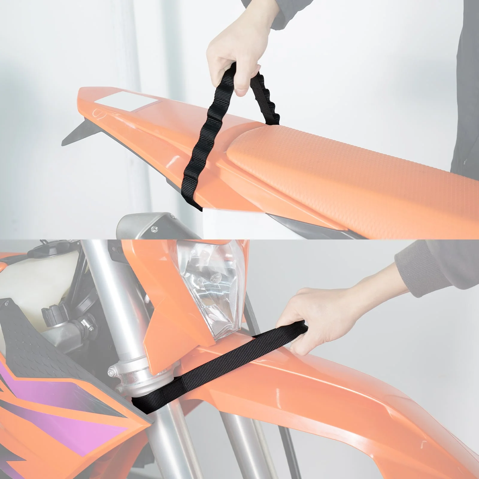 Front Rear Lift Pull Strap Kit For KTM 150-500 EXC XCW Husqvarna 150-501 TE FE 24-26 - Image 3