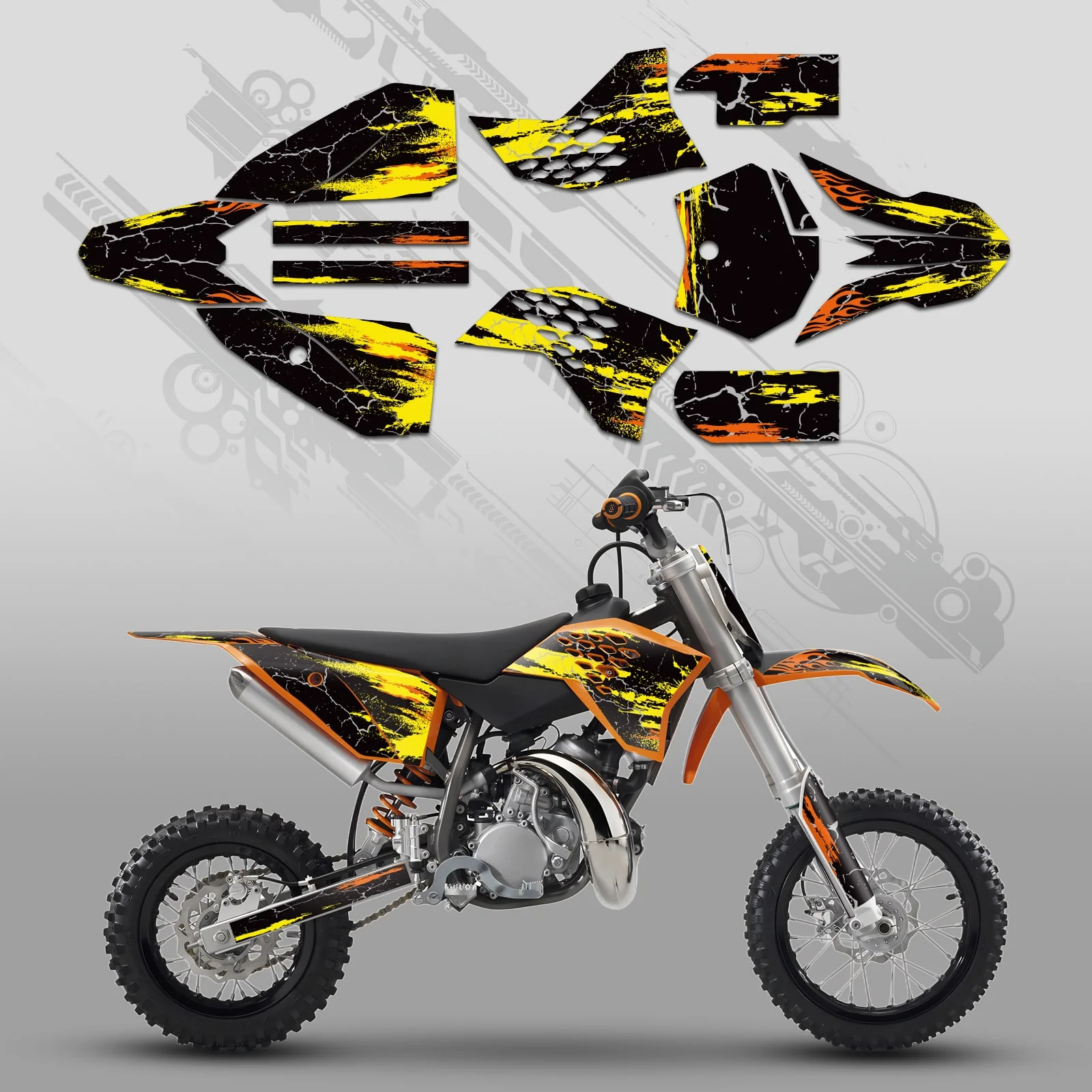 Full Graphics Decals Stickers Kit For KTM SX50 2009-2015 - Image 4