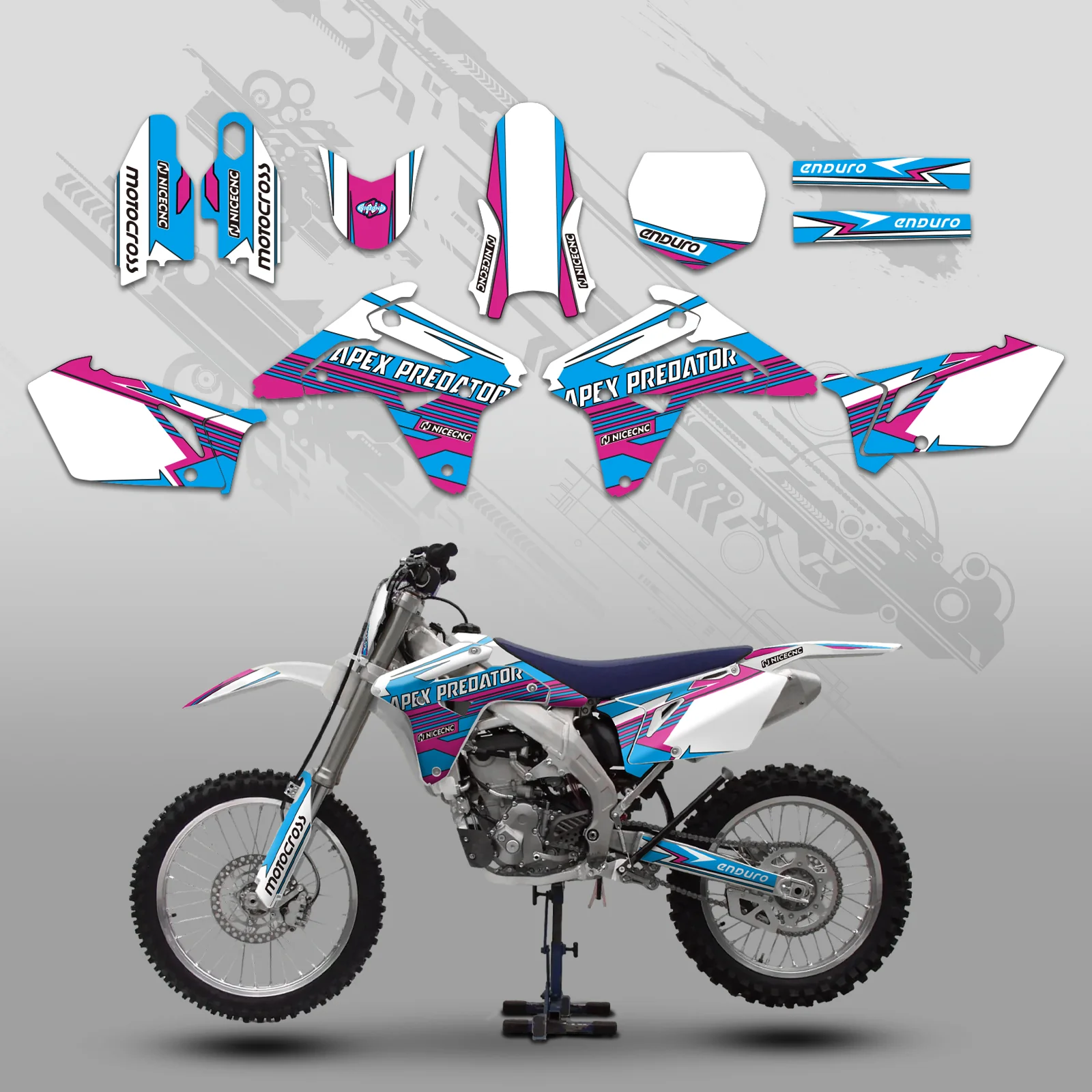 Full Graphics Decals Stickers Kit For SUZUKI RMZ450 2007 - Image 2