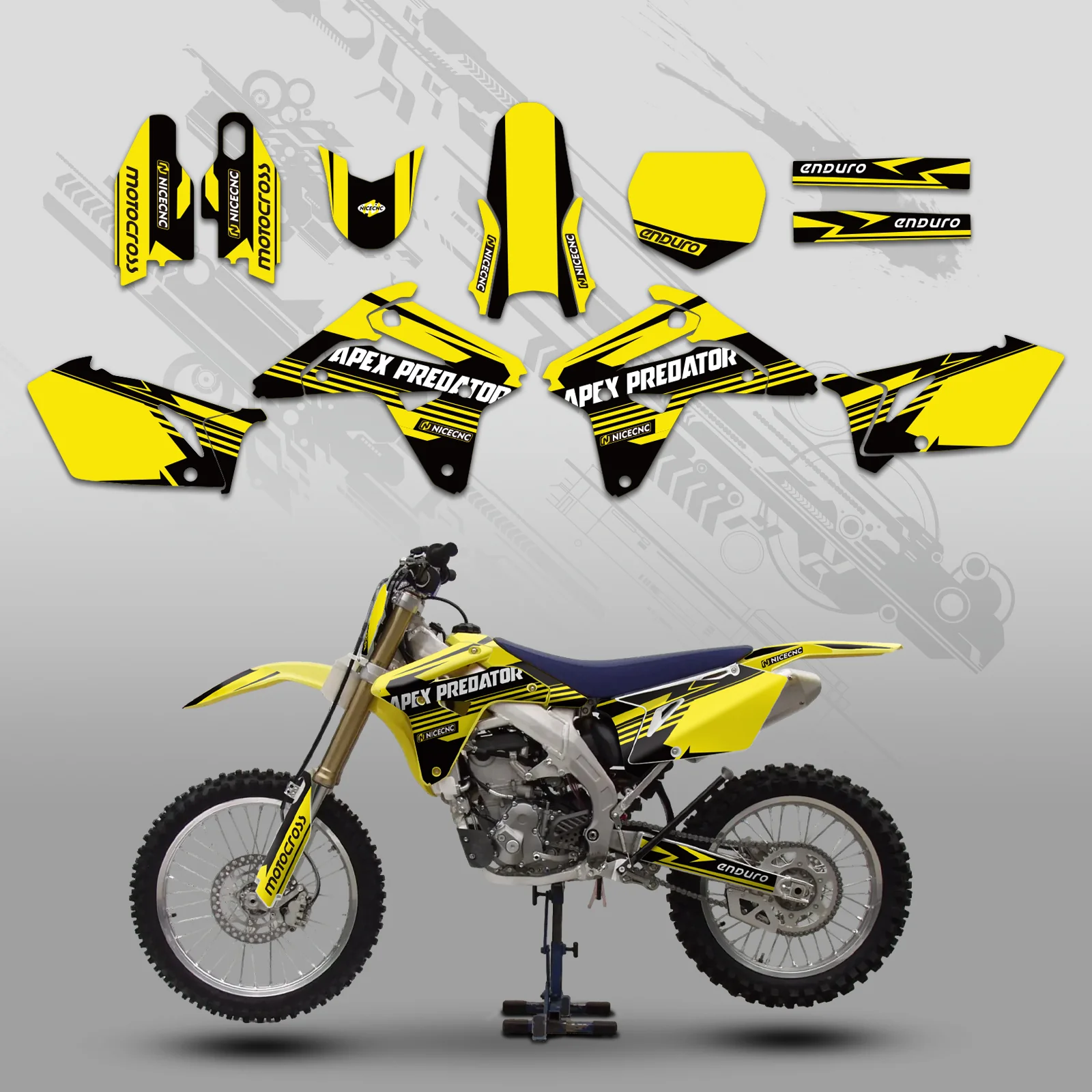 Full Graphics Decals Stickers Kit For SUZUKI RMZ450 2007 - Image 3