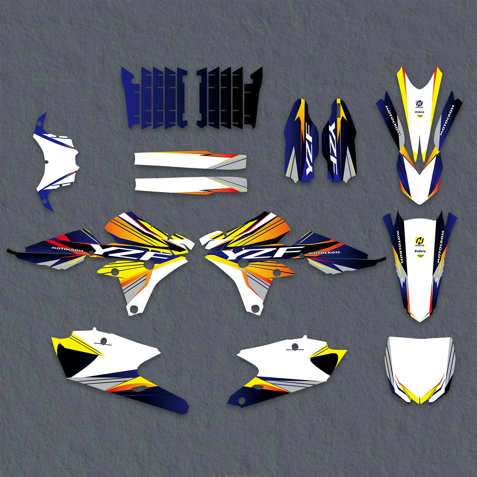 Full Graphics Decals Stickers Kit For YAMAHA YZ250F 14-18 YZ450F 14-17 - Image 2