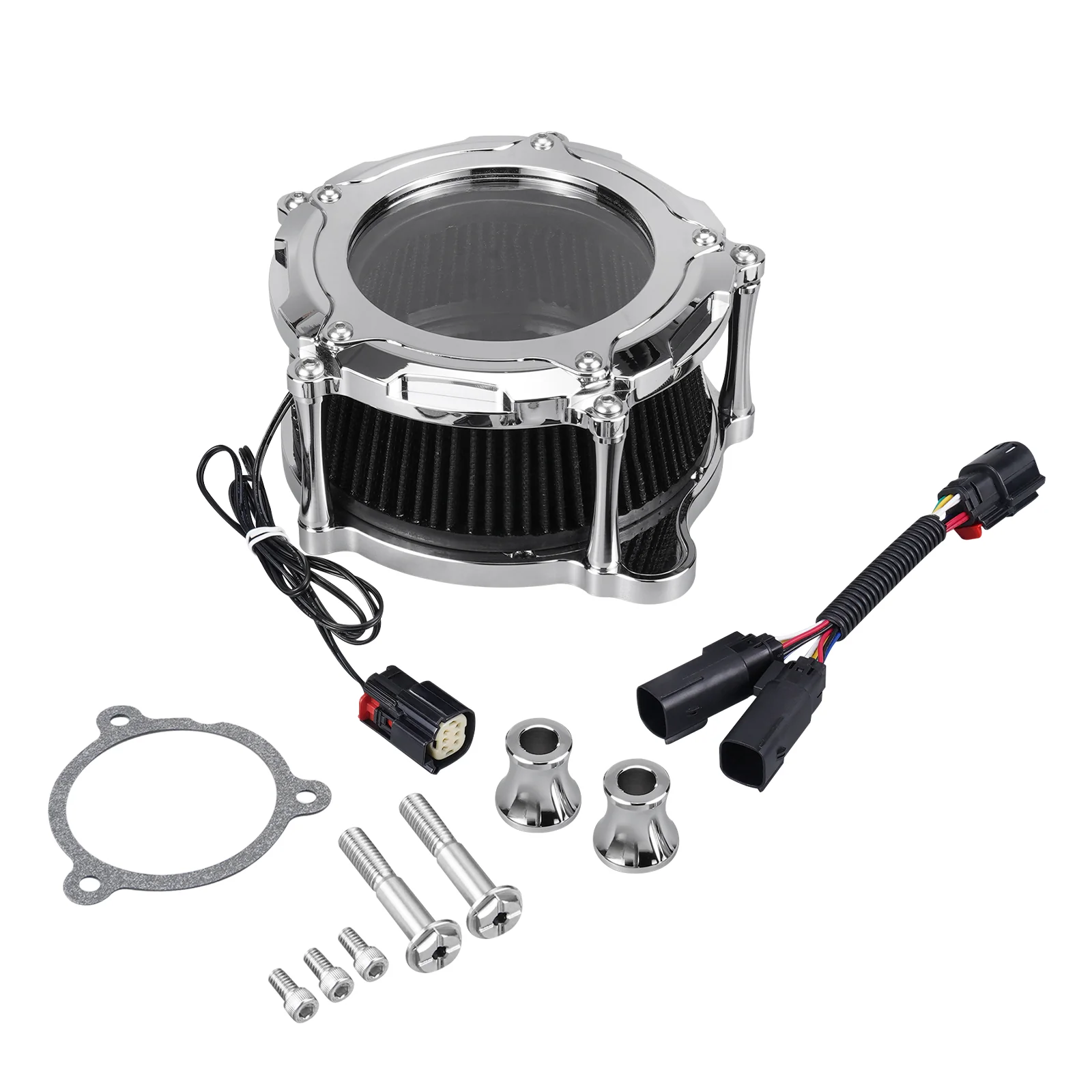 Full Clear M8 LED Air Cleaner Filter Intake Kit For Harley Road King Electra Street Glide - Image 34