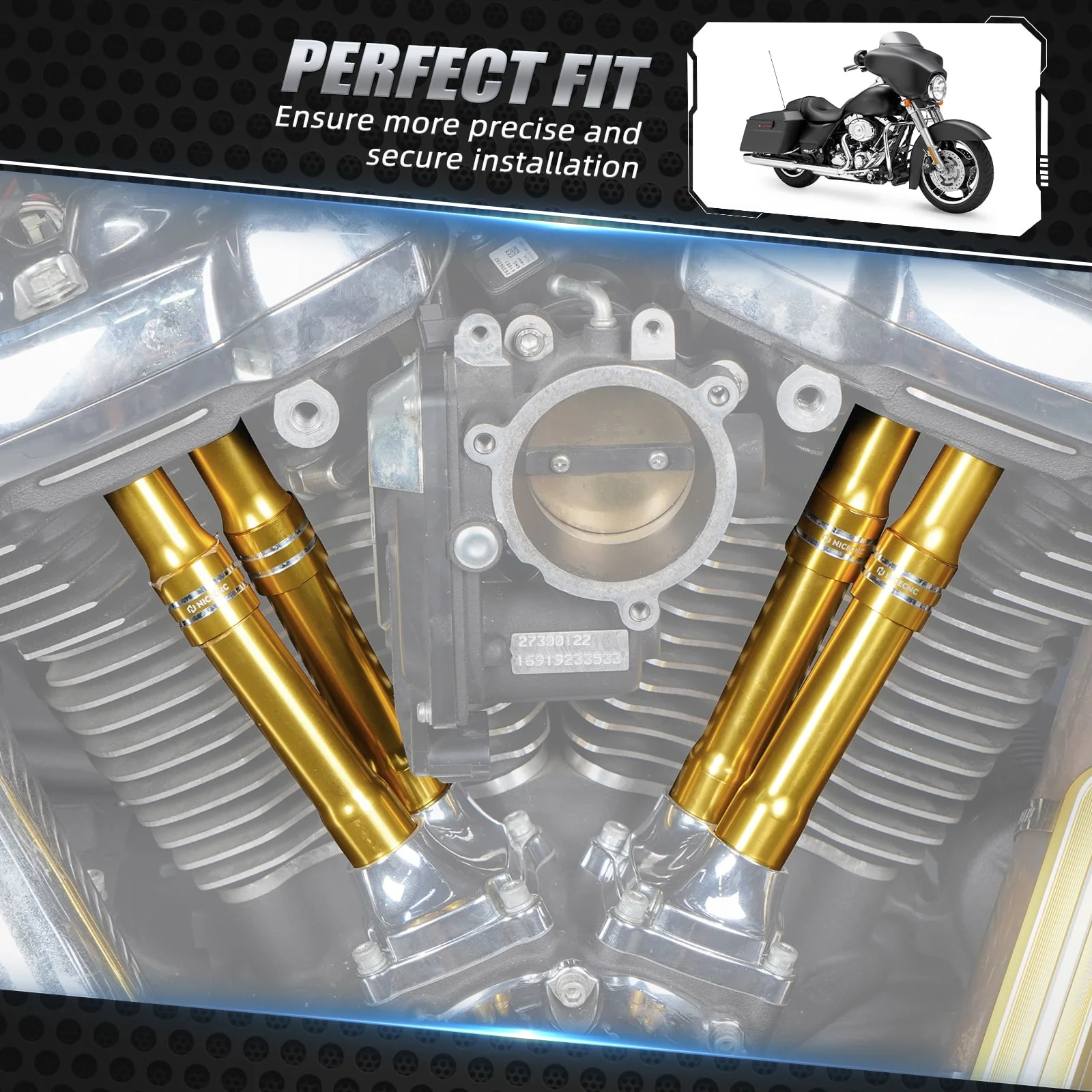 M8 Engine Tappet + Pushrod Tube Covers For Harley Softail Fat Boy Heritage Classic 114 - Image 2