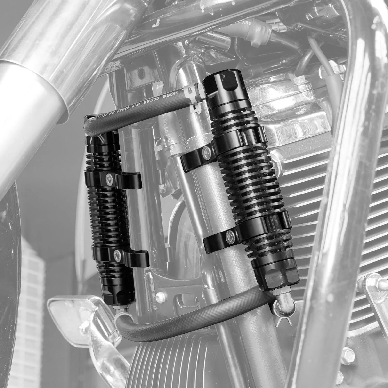 Modular Finned Dual Engine Oil Cooler Kit For Harley Road King Electra Street Glide - Image 3