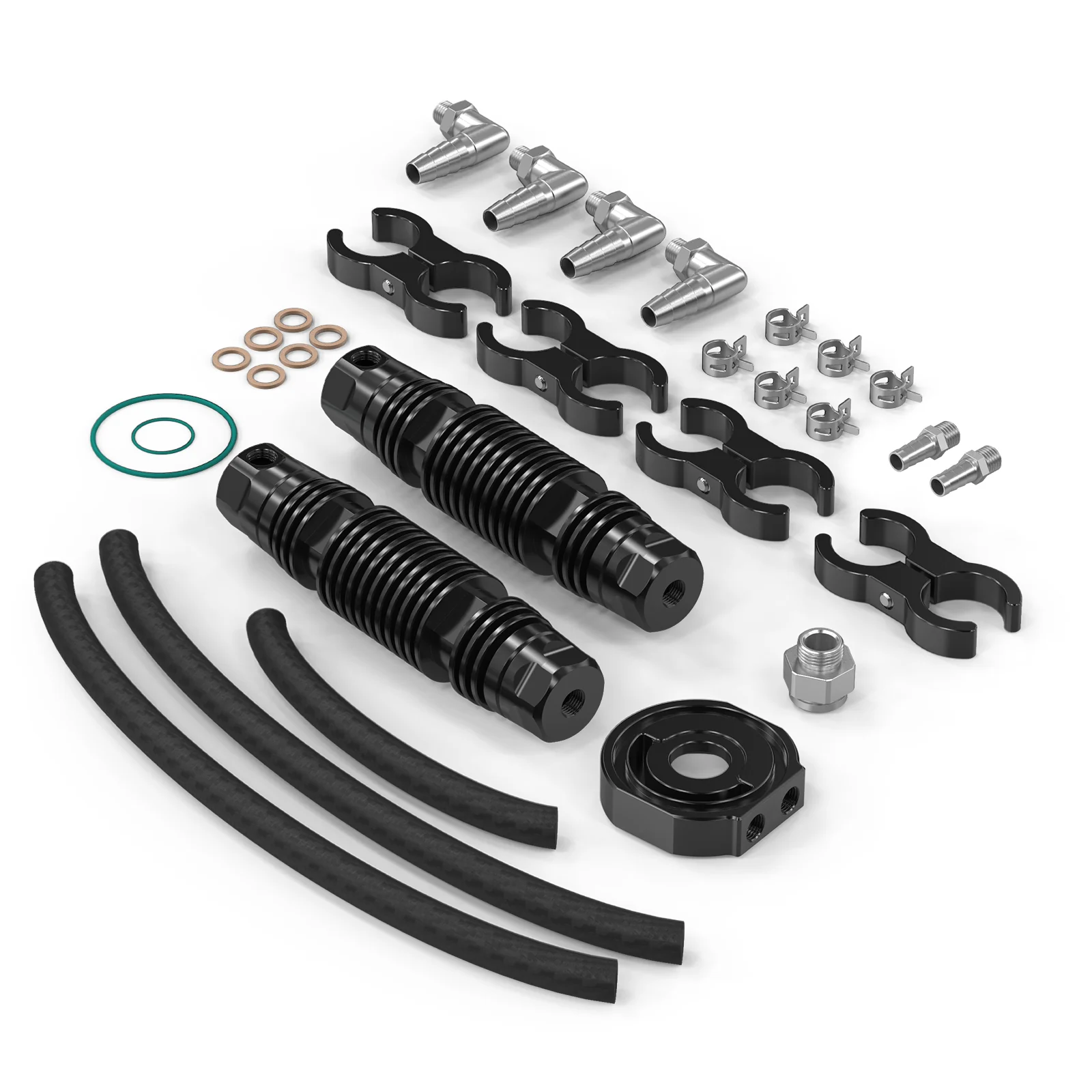 Modular Finned Dual Engine Oil Cooler Kit For Harley Road King Electra Street Glide - Image 6