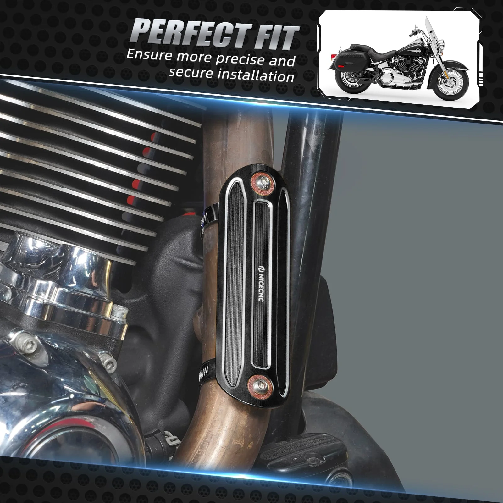Muffler Exhaust Pipe Heat Shield Cover Heel Guard For Harley Road King Street Glide - Image 3