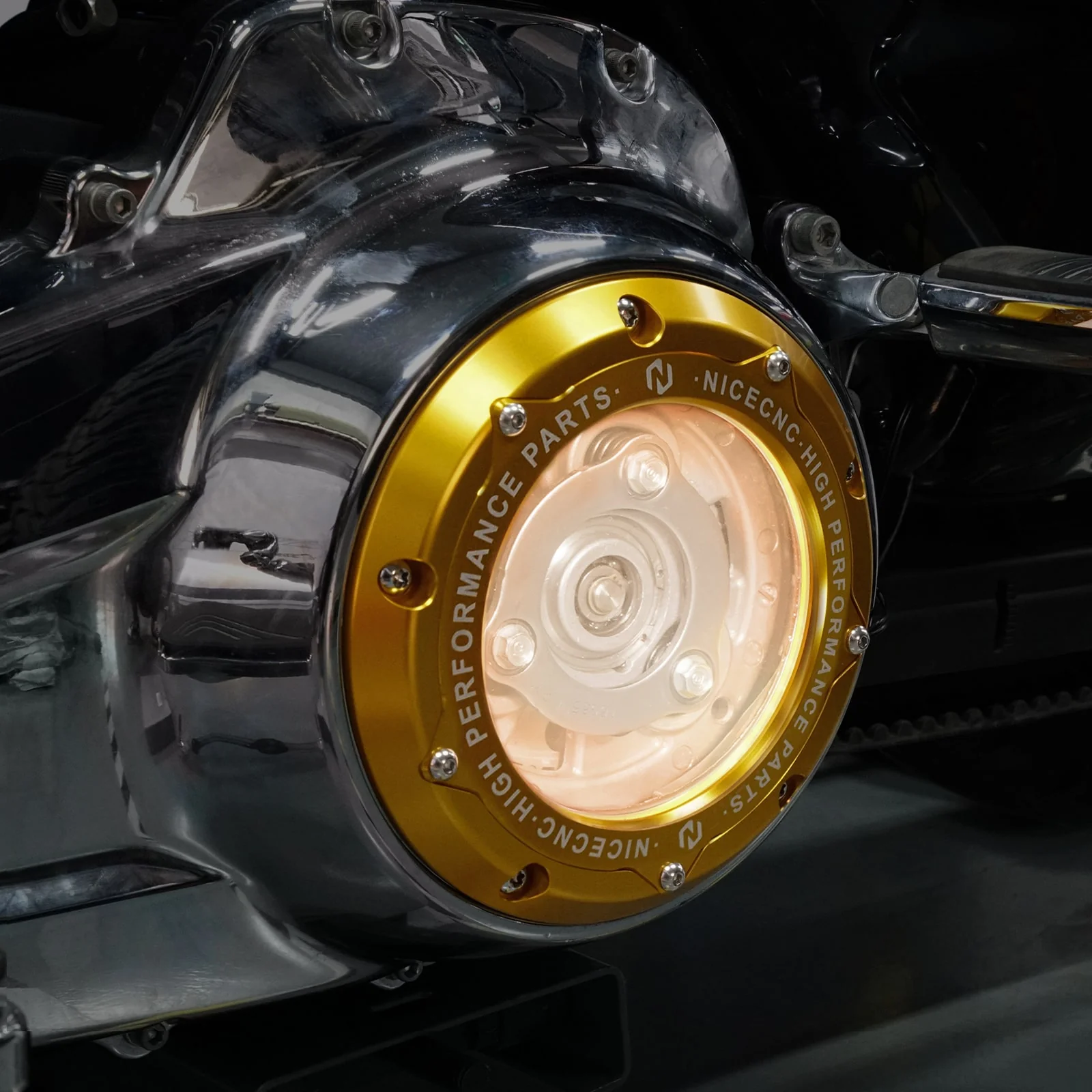 M8 LED Clear Derby Clutch Cover For Harley Road King Street Glide Ultra Limited Freewheeler - Image 3