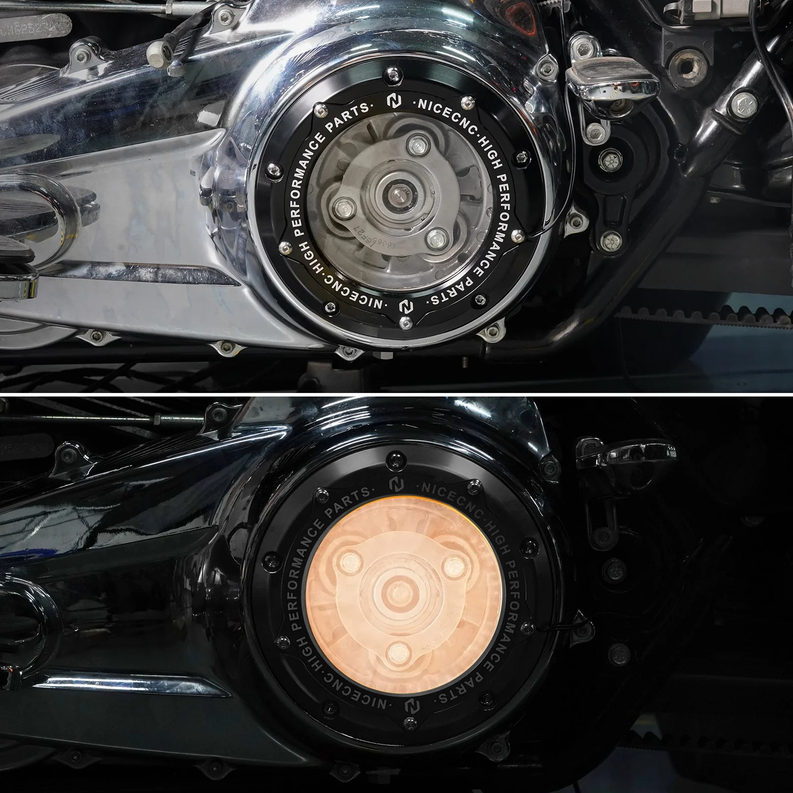 M8 LED Clear Derby Clutch Cover For Harley Road King Street Glide Ultra Limited Freewheeler - Image 4